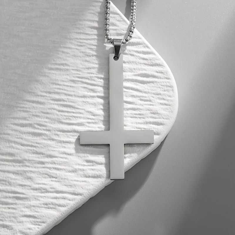 Other Silver Saint Peter's Cross Necklace Inverted Stainless Steel Size ONE SIZE - 6 Thumbnail