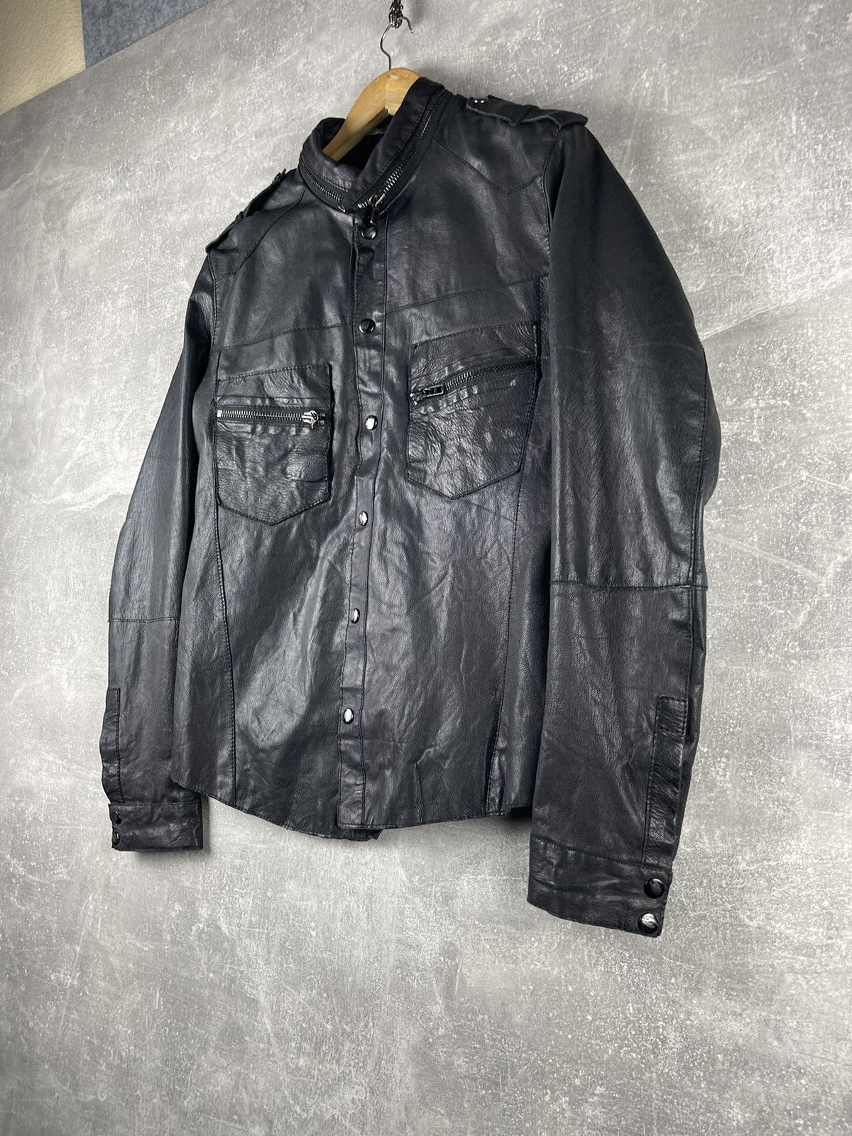 Allsaints ALLSAINTS Spitalfields Leather Jacket Black Snap Utility Size US L / EU 52-54 / 3 - 2 Thumbnail