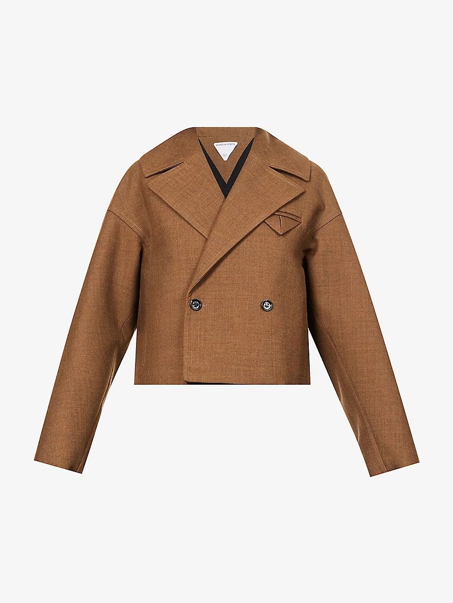 Bottega Veneta o1n1vont0325 Structured Split Wool Blouson Jacket in Brown Size M / US 6-8 / IT 42-44 - 1 Thumbnail