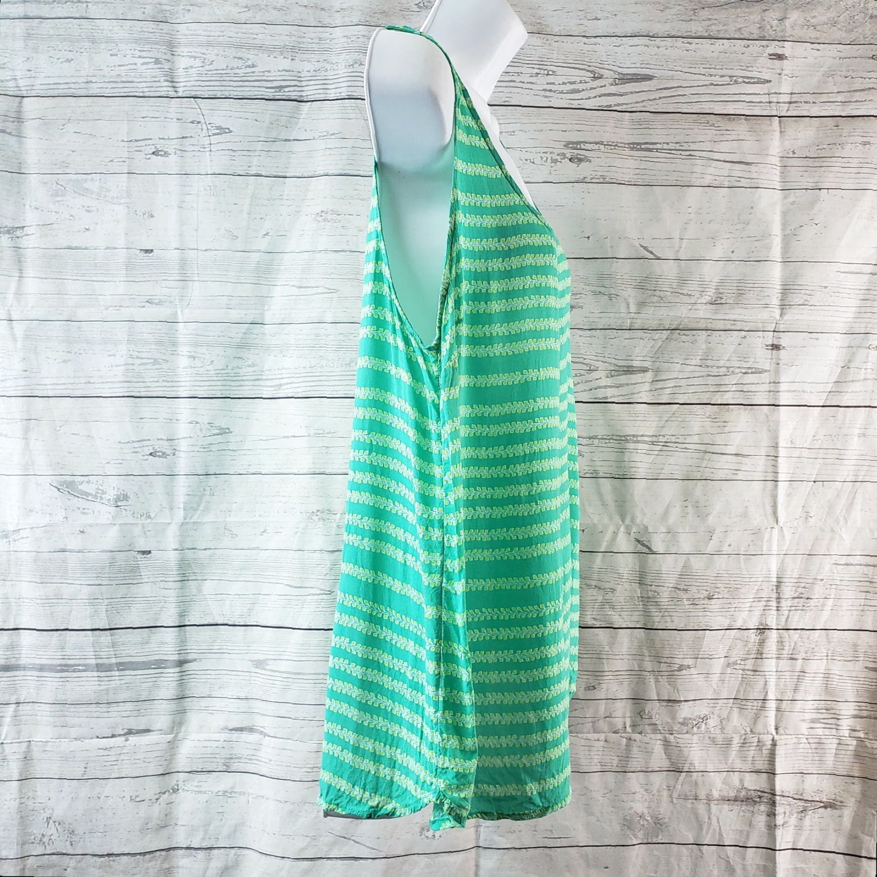 Gap Gap Womens Tank Top L Green Stripe Scoop Neck Rayon Size L / US 10 / IT 46 - 3 Thumbnail