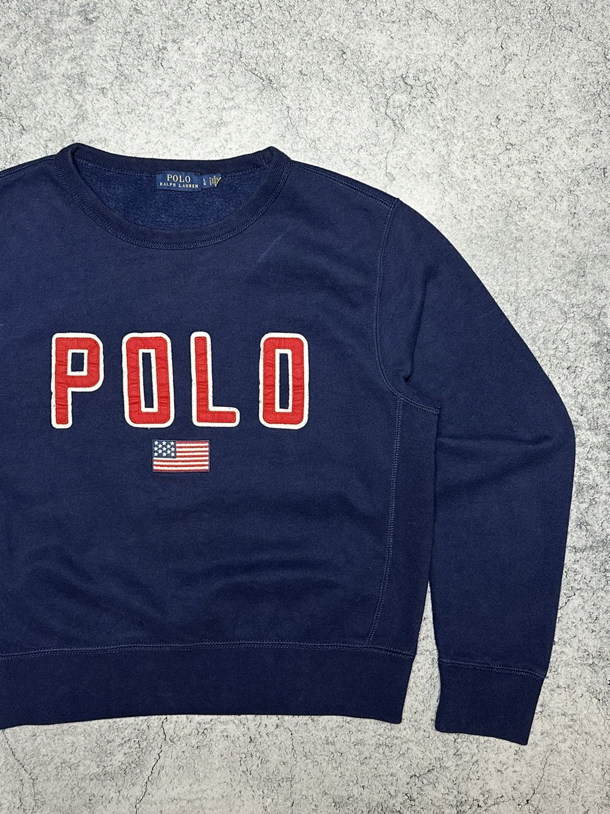 Polo Ralph Lauren × Ralph Lauren × Vintage Polo Ralph Lauren USA American Flag Sweatshirt Size M / US 6-8 / IT 42-44 - 3 Thumbnail