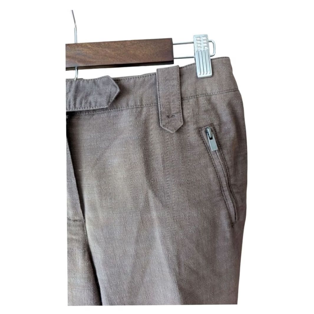 Vintage Taupe Brown Stretch Cropped Dress Pants Front Zip Pockets Womens Sz 8 Office Shoes? actually no shoes. Size 30" / US 8 / IT 44 - 3 Thumbnail