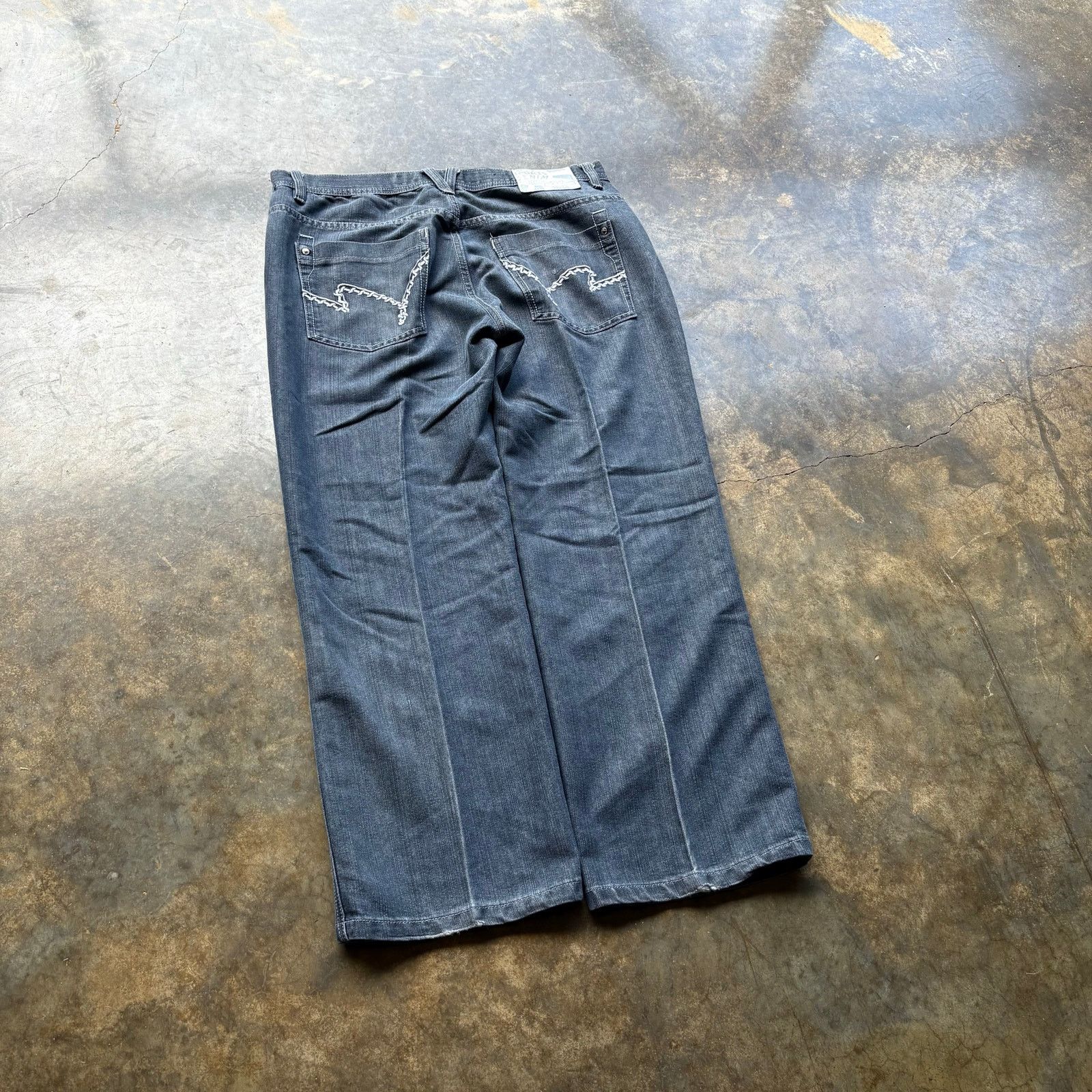 Other Baggy Vintage Y2K Grey Embroidered Jeans Size US 38 / EU 54 - 2 Thumbnail