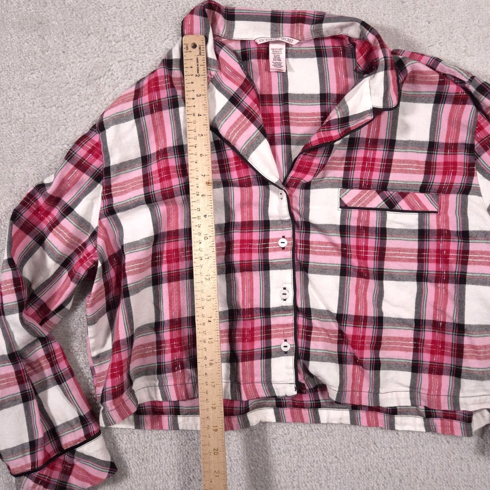 Victoria's Secret Victoria's Secret Shirt Womens XL Pink Plaid Cropped Button Front Pajama Top Size XL / US 12-14 / IT 48-50 - 7 Thumbnail