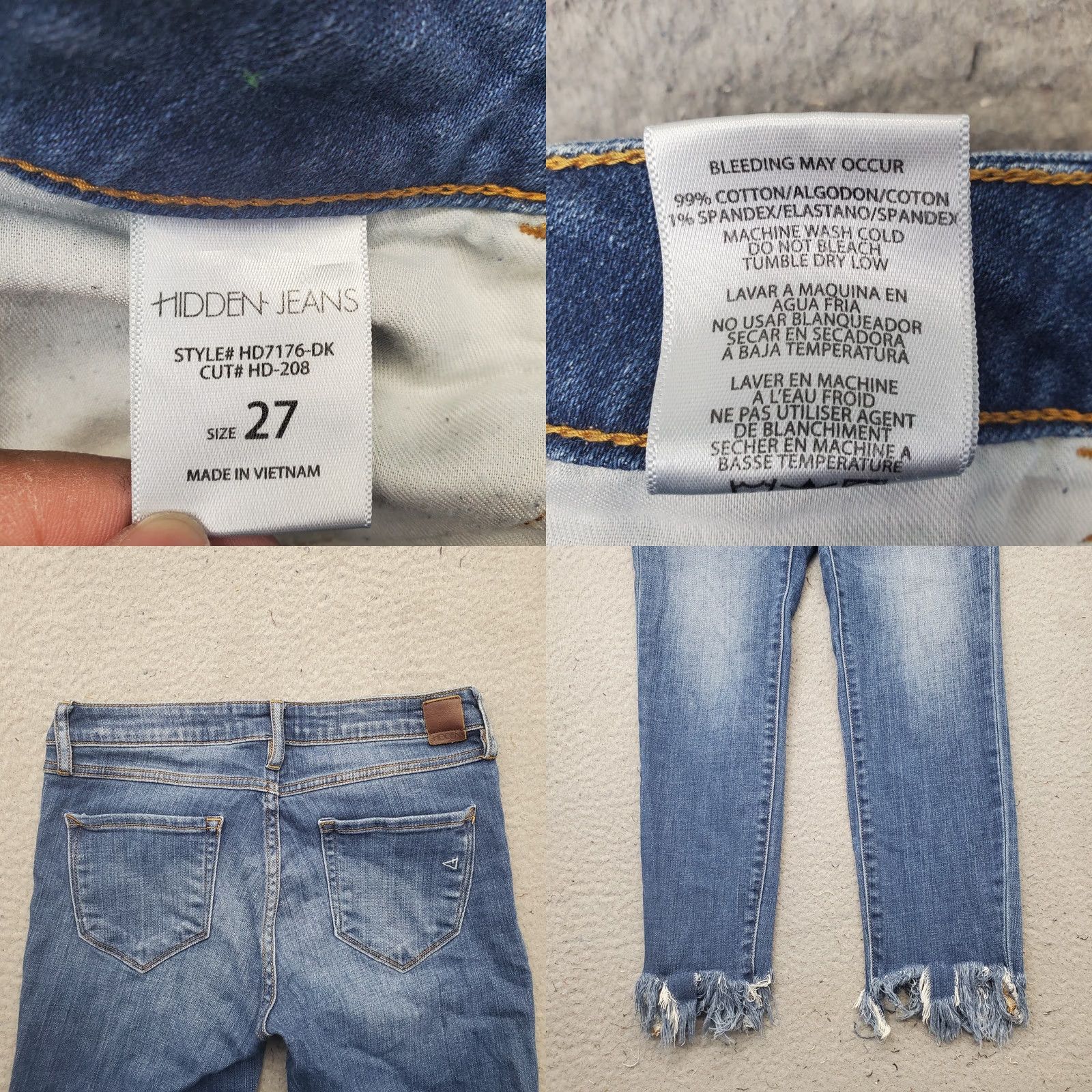 Vintage Hidden Jeans Womens 27 Blue Denim 5 Pocket Streetwear Frayed Hem Skinny Relaxed Regular Waist 28 Inseam 24 Inseam 32" Inseam Size 27" / US 4 / IT 40 - 8 Thumbnail