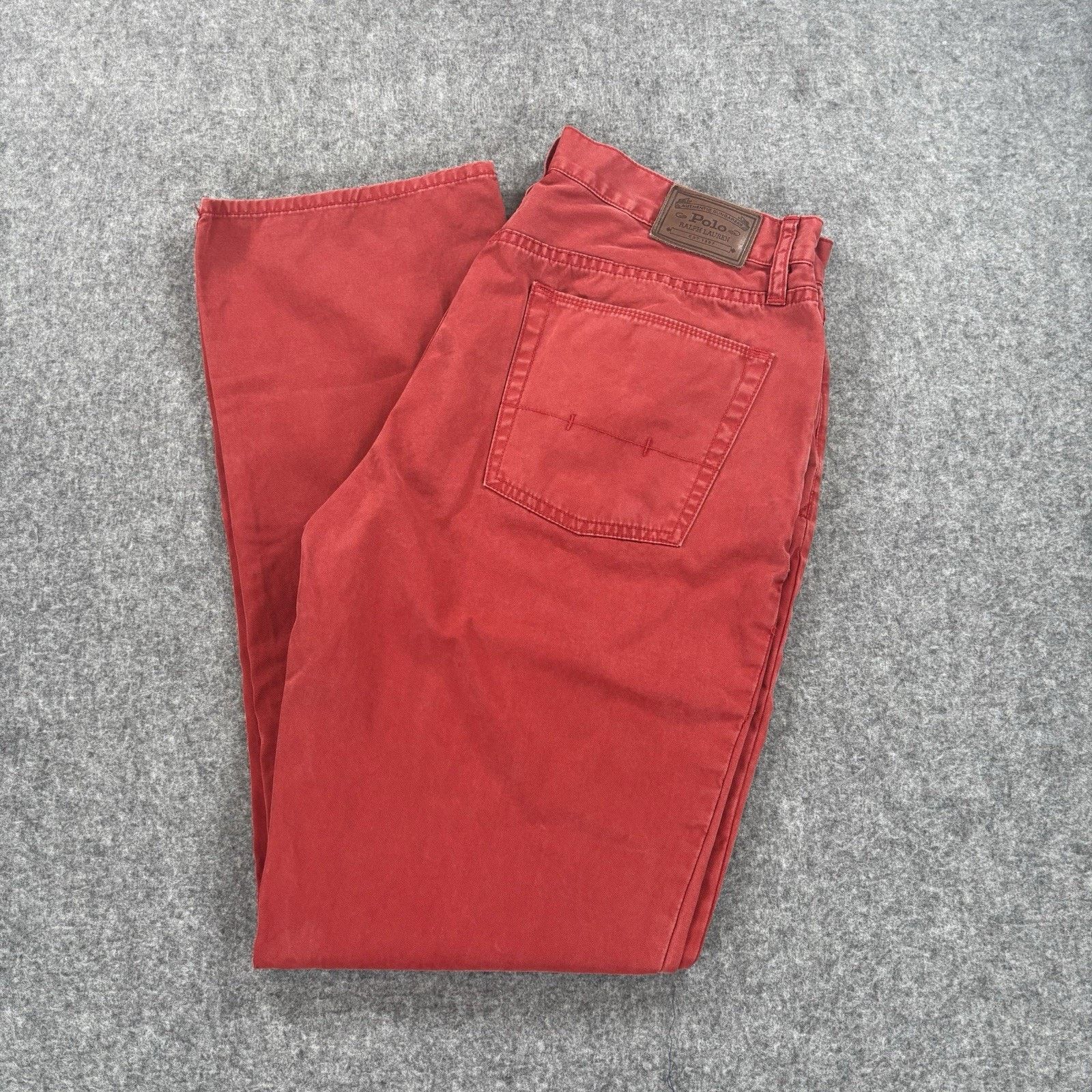 Polo Ralph Lauren Polo Ralph Lauren Red Dungarees Pants 35x32 Straight Leg Size US 35 - 1 Thumbnail