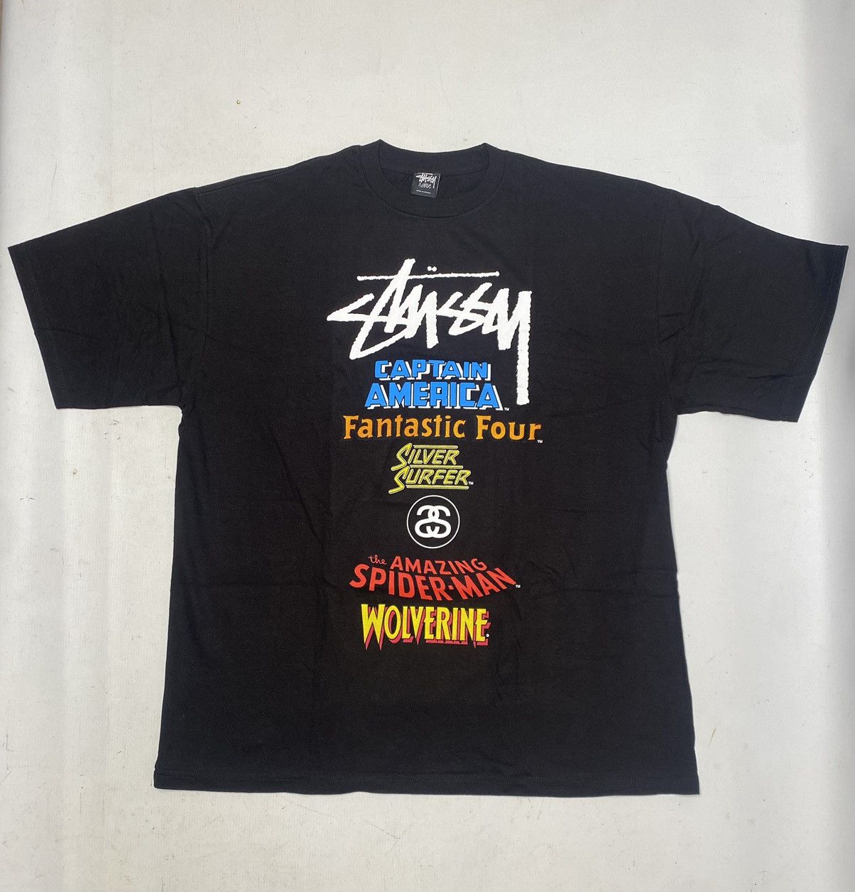 Stussy Marvel X Stüssy World Tour T-shirt, size XL, black, new Size US XL / EU 56 / 4 - 3 Thumbnail
