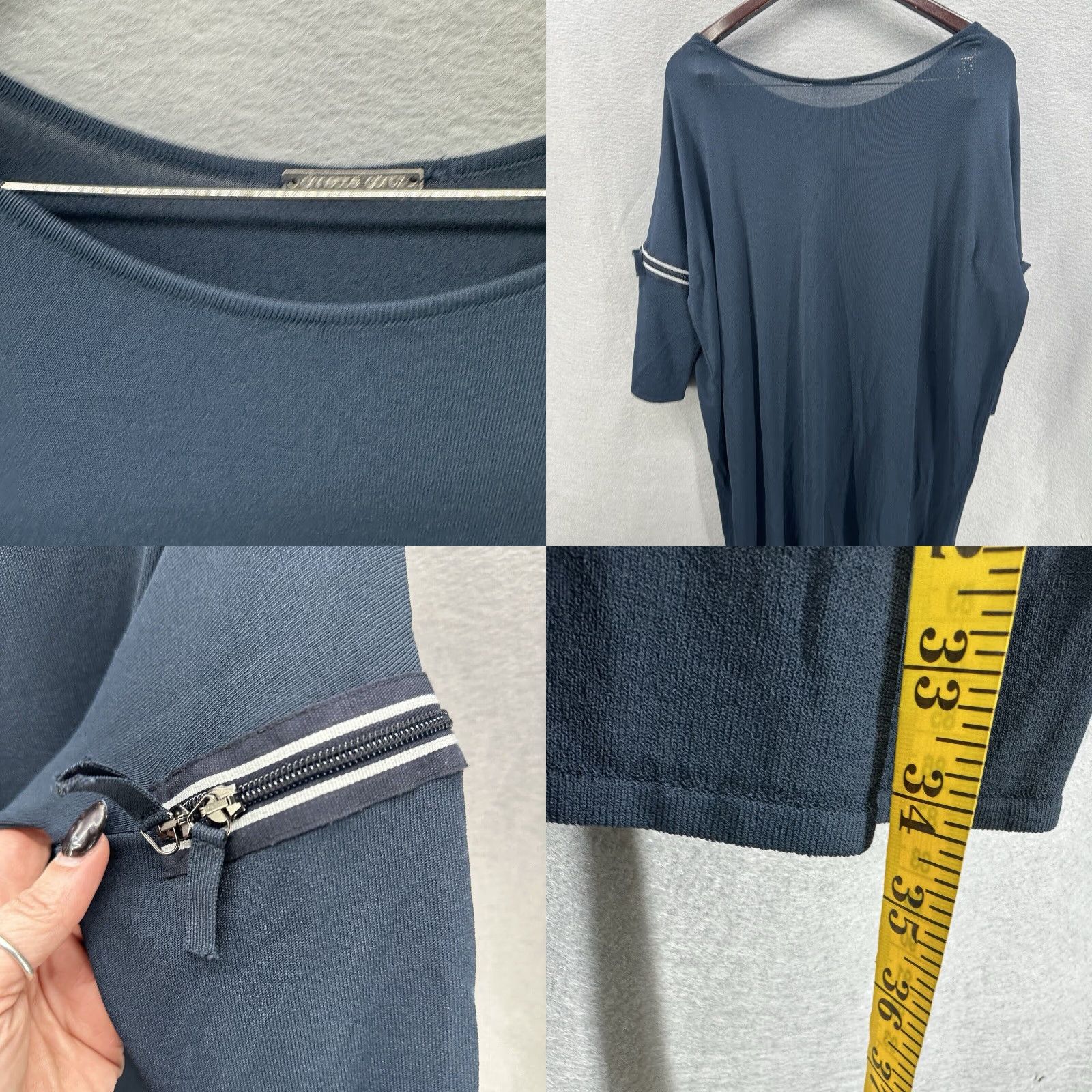 Vintage Annette Gortz Shift Dress Womens M Blue Office Minimalist Lagenlook Quiet Luxury Dress Shift Blue M Womens Size M / US 6-8 / IT 42-44 - 8 Thumbnail