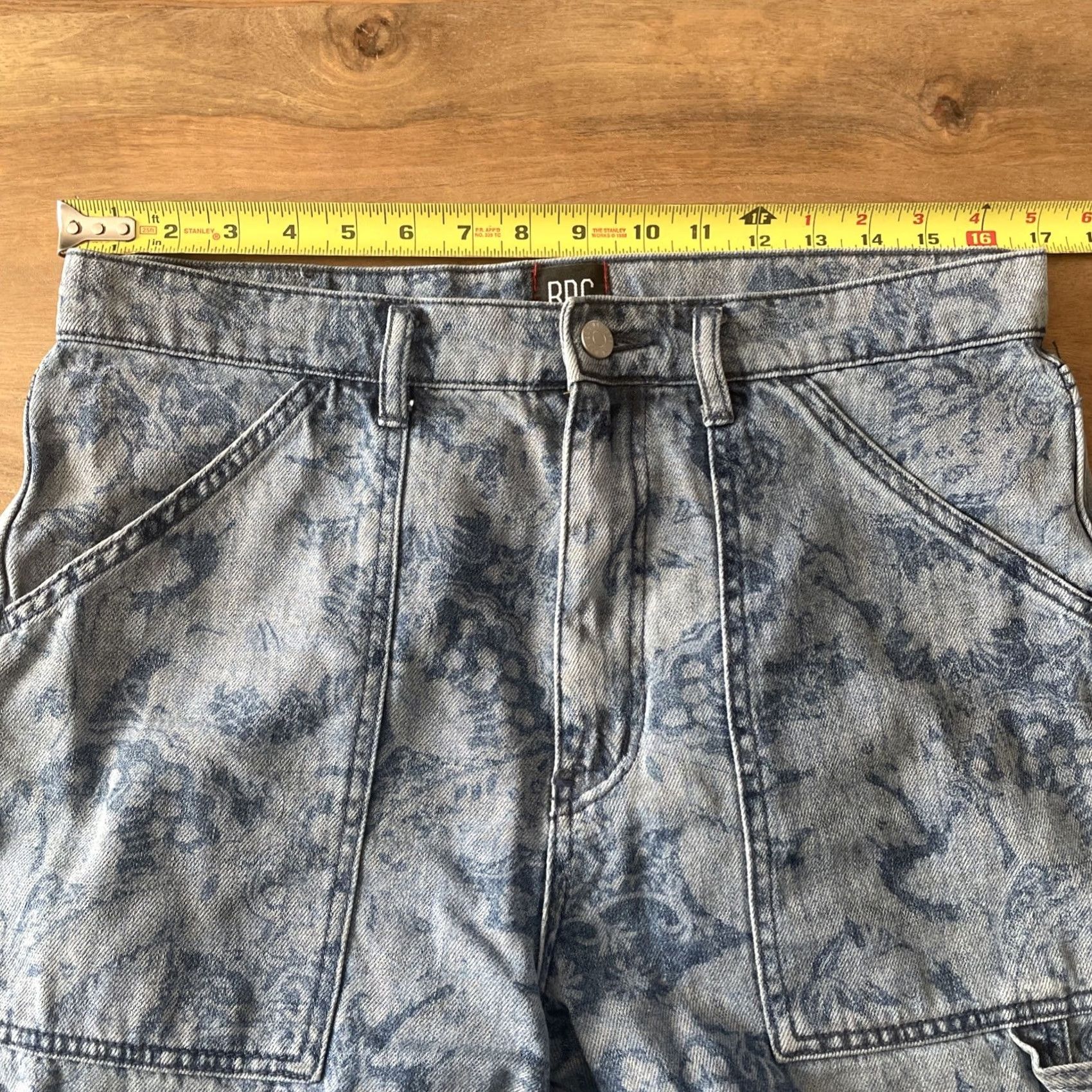 Bdg BDG Jeans: Urban High Rise Baggy Carpenter Paisley Denim Women Size 31 34x30 Blue 100% Cotton Rise High Inseam 30 Size 24" / US 00 / IT 34 - 5 Thumbnail