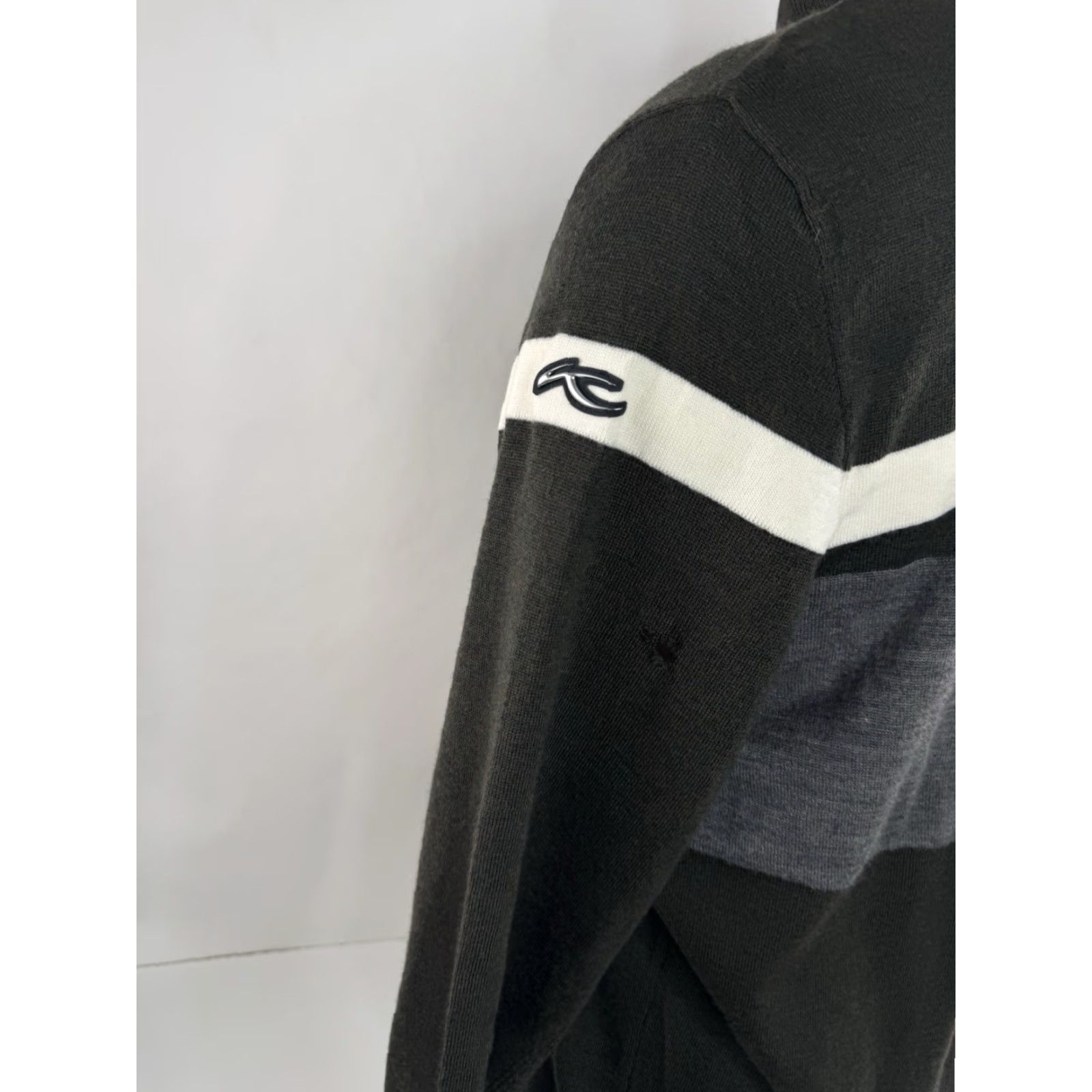 KJUS KJUS Sweater Striped Pullover Wool Merino Mens XL Green / White / Gray 54 A9 MSRP 99 - FLAW Size US XL / EU 56 / 4 - 3 Thumbnail