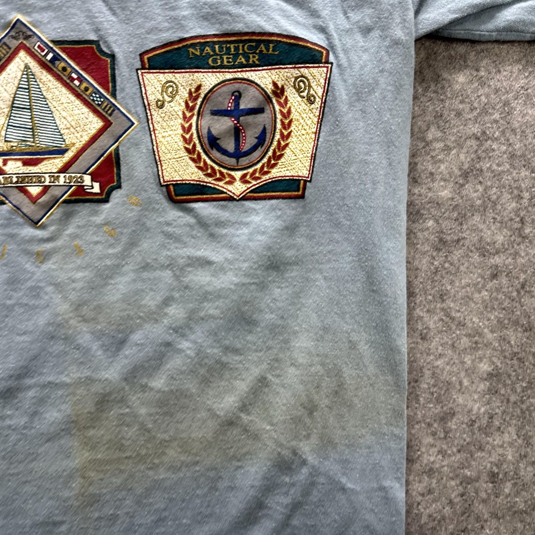 Hanes VINTAGE Hanes Beefy-T Yacht Club Nautical Gear Graphic Shirt Mens Medium Blue 90s Crew Neck Short Sleeve Size US M / EU 48-50 / 2 - 6 Thumbnail