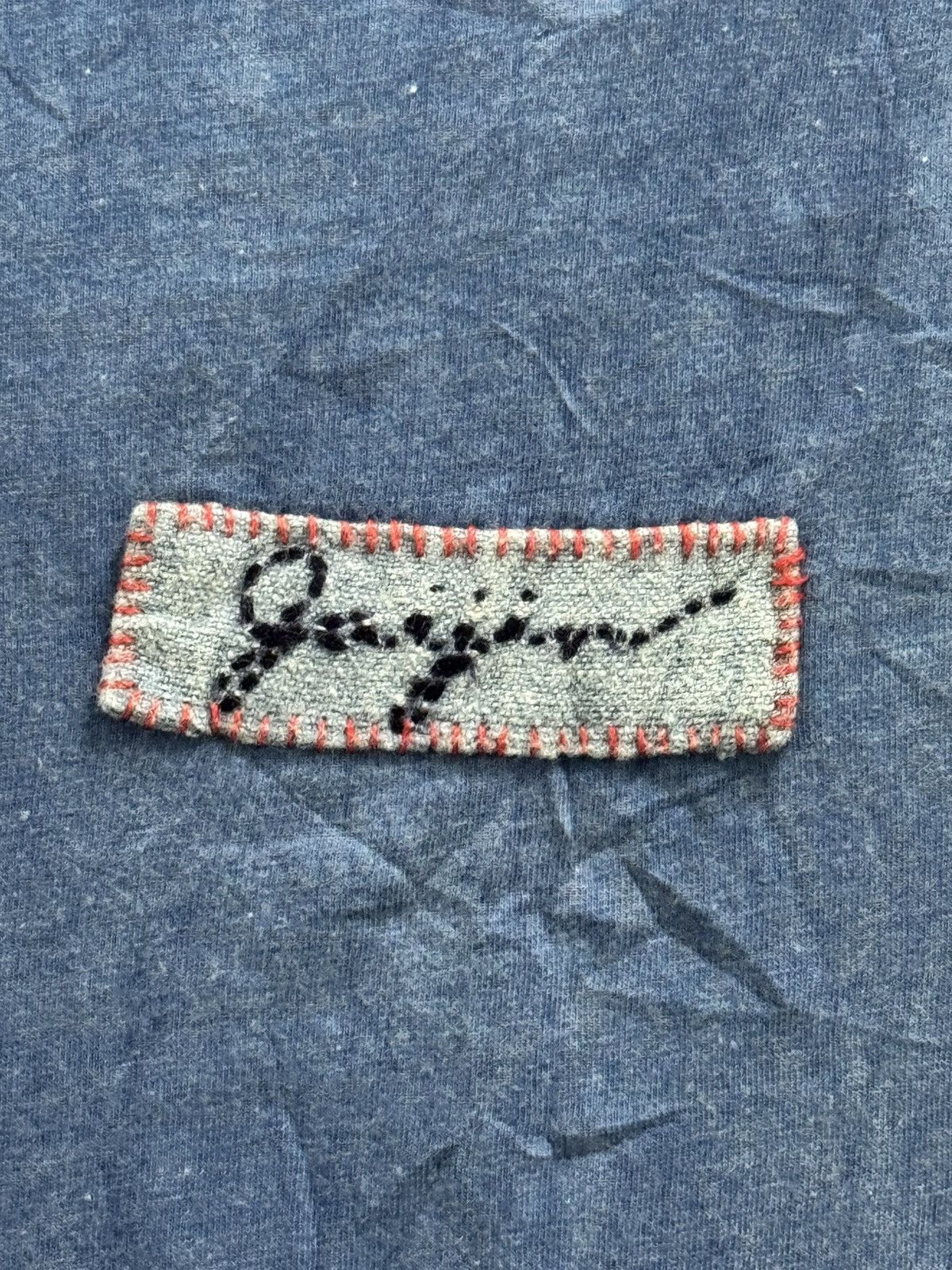 Japanese Brand BLUE WASHED DENIM KAIHARA KOJIMA EMBROIDERY GAIJIN MADE TEE Size US S / EU 44-46 / 1 - 4 Thumbnail