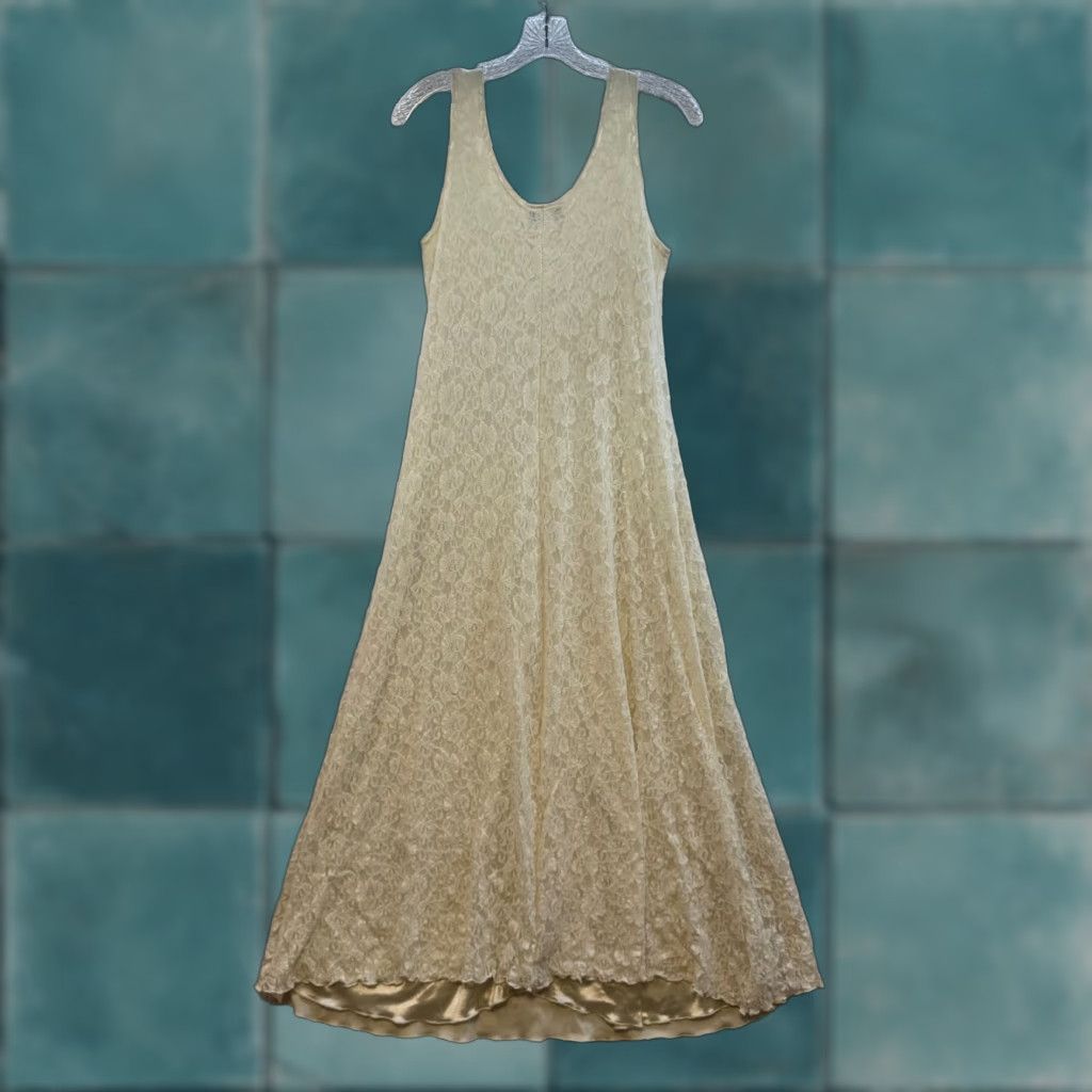 Vintage VINTAGE 90s Kleids Maxi Lace Dress M Ivory Cottagecore Coquette Womens Size M / US 6-8 / IT 42-44 - 1 Thumbnail