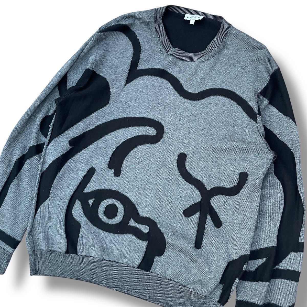 Kenzo KENZO Abstract Anthracite K-Tiger Head Knitted Sweater Size US L / EU 52-54 / 3 - 4 Thumbnail