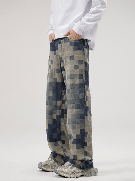 Japanese Brand American high street checkerboard mosaic jeans Size US 32 / EU 48 - 2 Thumbnail