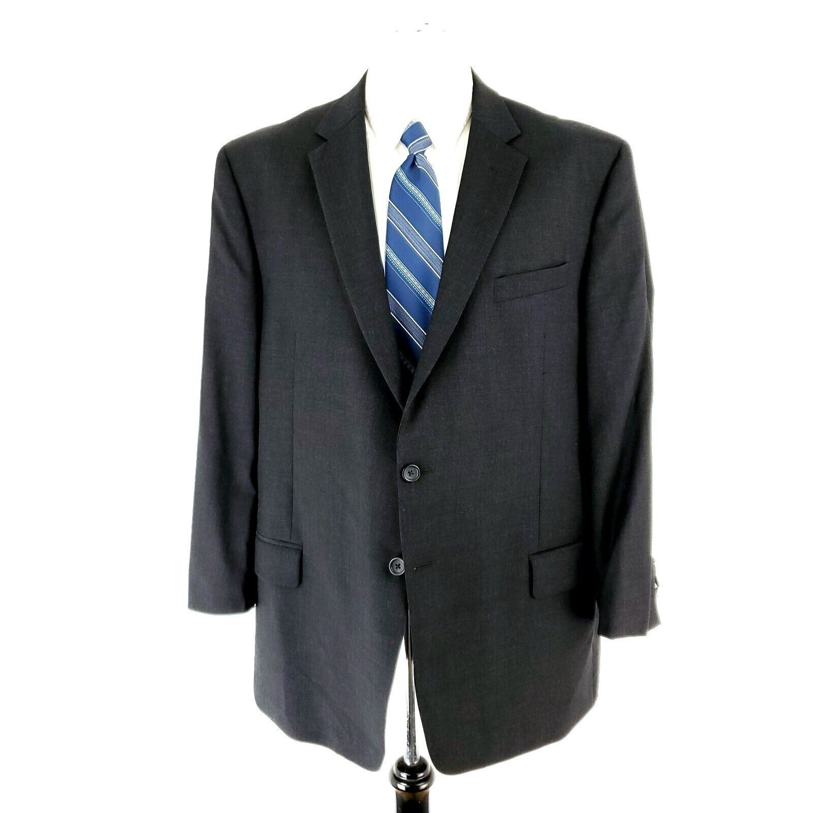 Joseph & Feiss DAMAGED Joseph Feiss Wool 2 Button Suit Jacket 46R Gray Port Size 46R - 3 Thumbnail