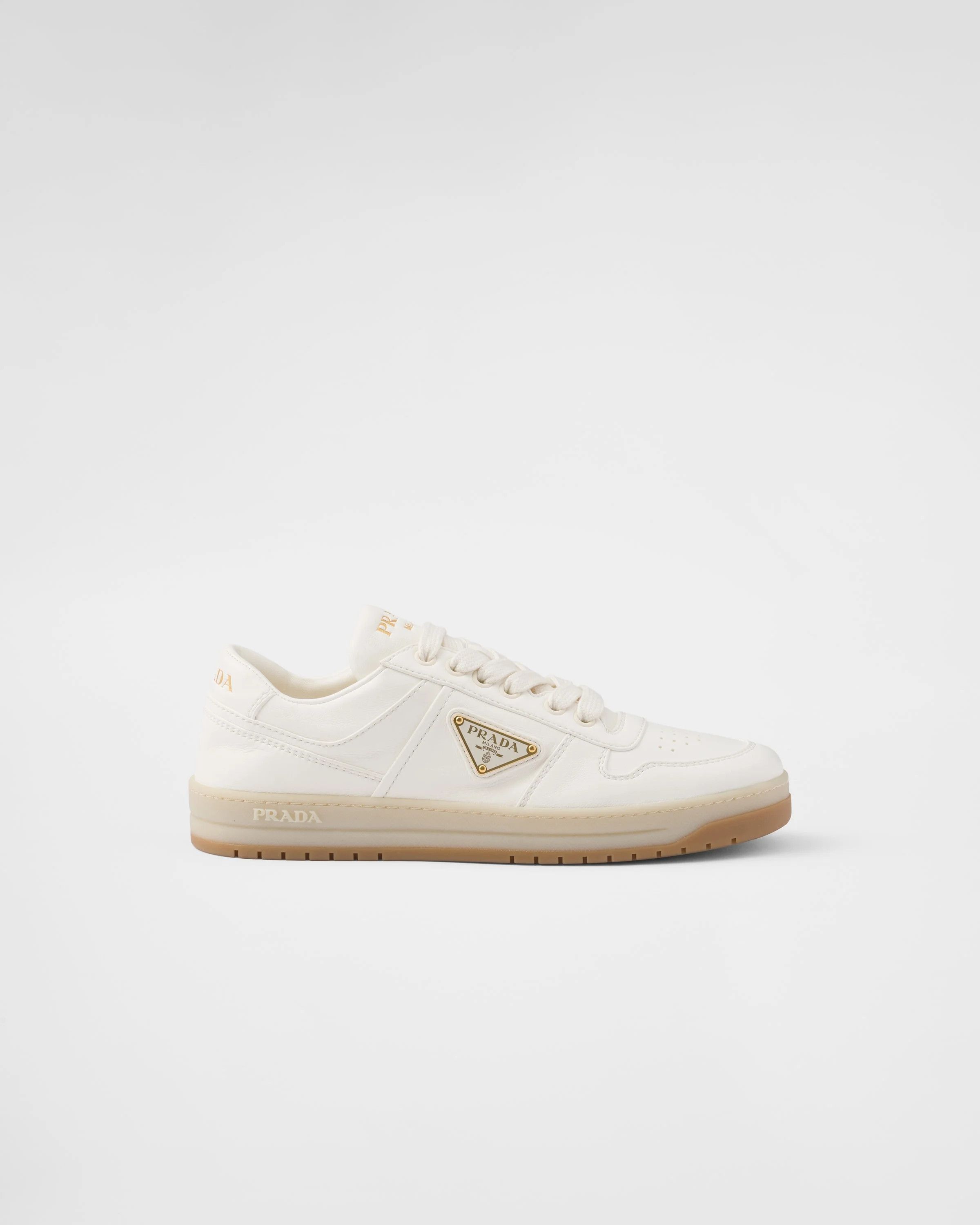 Prada o1B3y1r0526 Downtown Nappa Leather Sneakers in Ivory Size US 7 / IT 37 - 1 Thumbnail