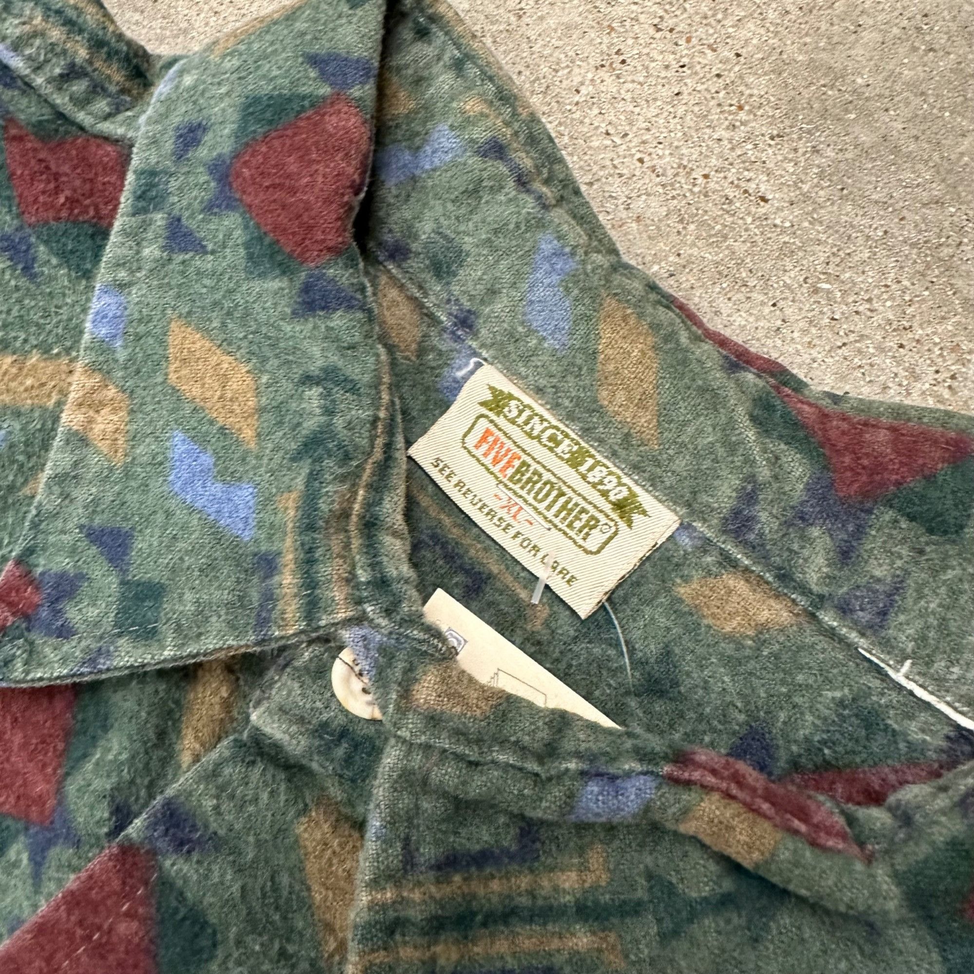 FiveBrother × Vintage Vintage Five Brother Unique Patterned Flannel Button Up Shir Size US XL / EU 56 / 4 - 2 Thumbnail