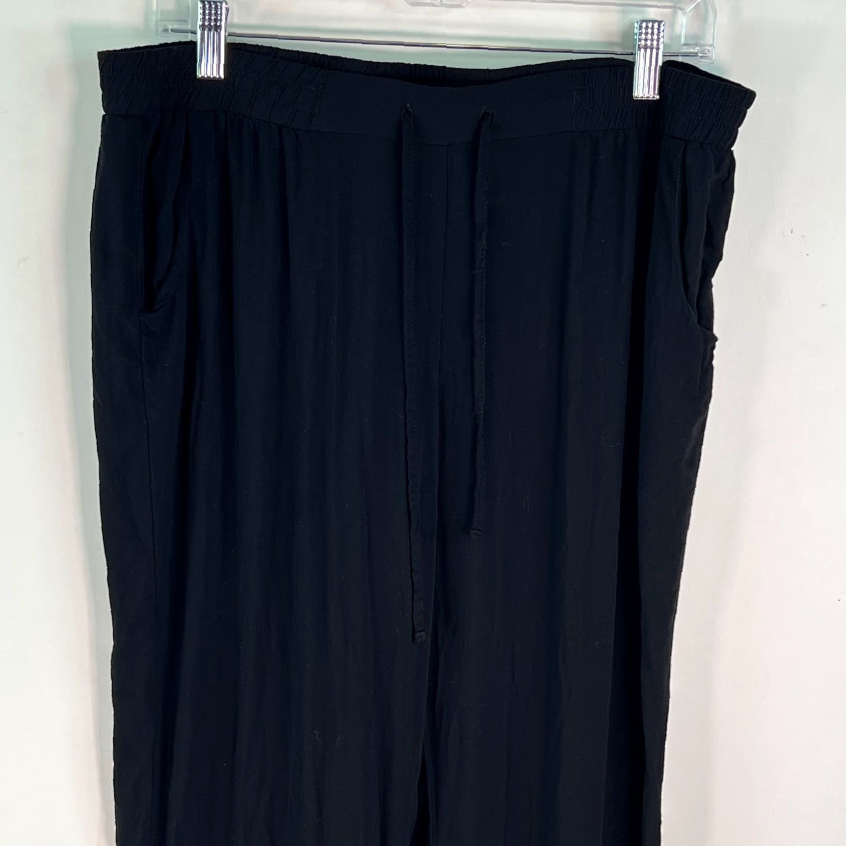 Vintage Vanilla Star Jogger Pants Womens XL Black Activewear Drawstring Elastic Waist Pockets 29" Inseam 100% Rayon Size 34" / US 12 / IT 48 - 3 Thumbnail