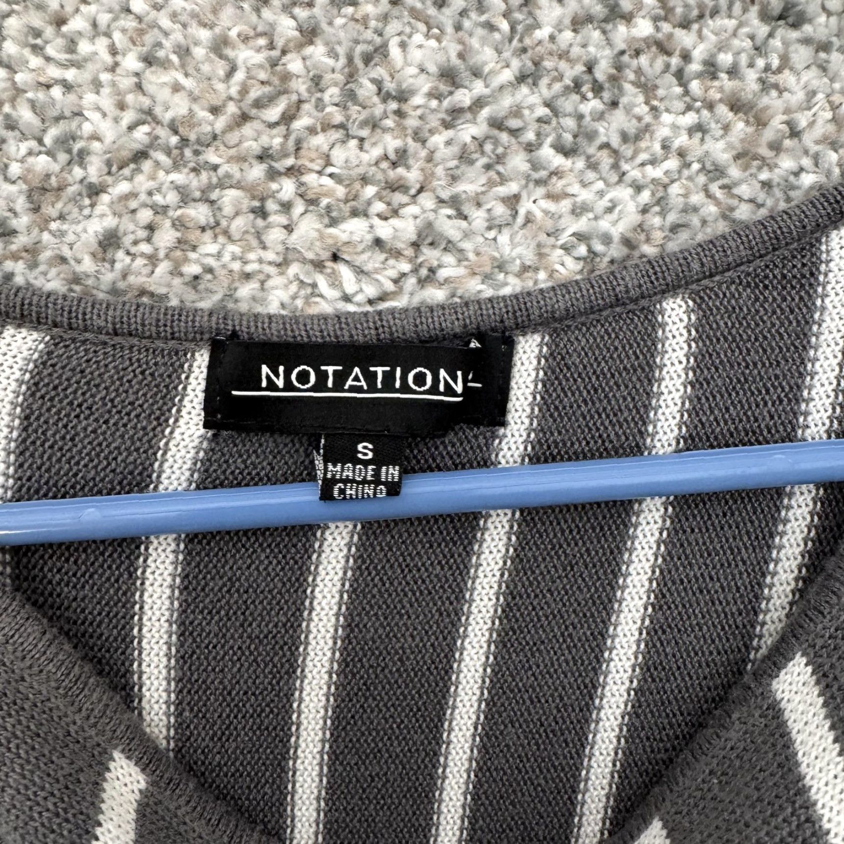 Vintage Notation Sweater Womens Small Gray White Stripe Batwing Sleeve Draped Neckline Top Size S / US 4 / IT 40 - 3 Thumbnail