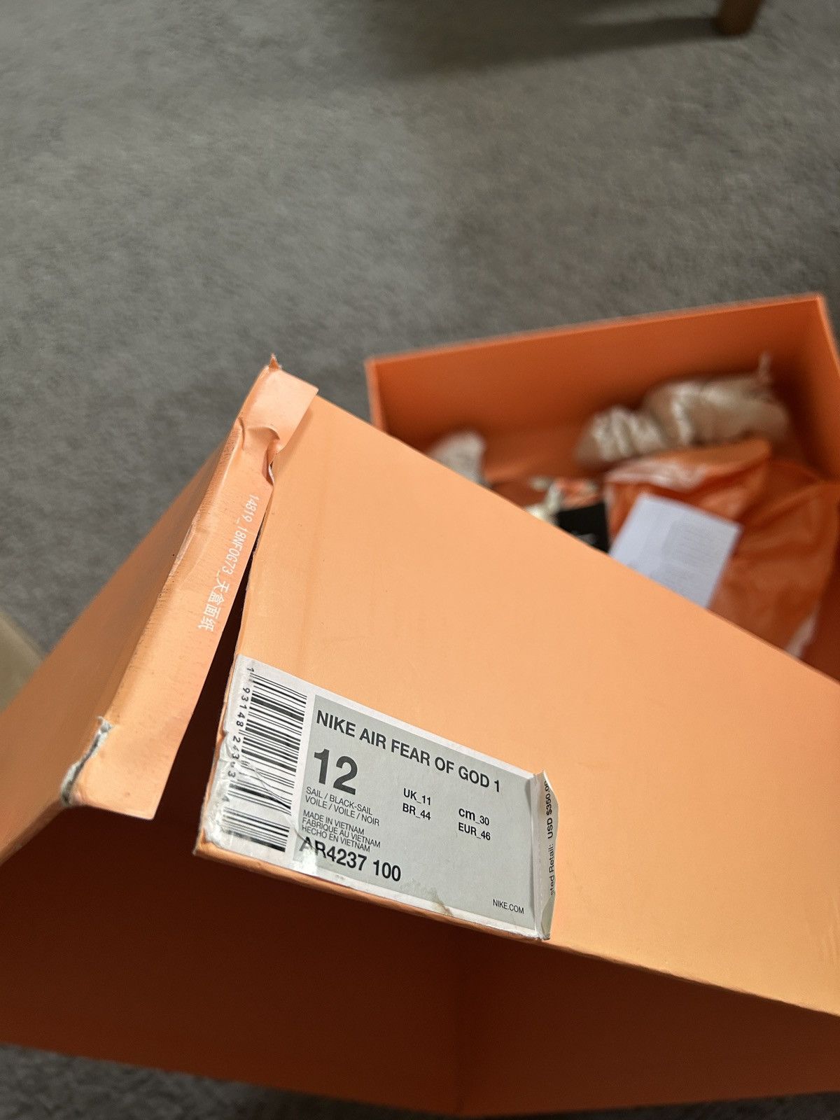 Fear of God × Nike Nike air fear of god 1 fog Jerry Lorenzo sail AR4237-100 Size US 12 / EU 45 - 8 Thumbnail