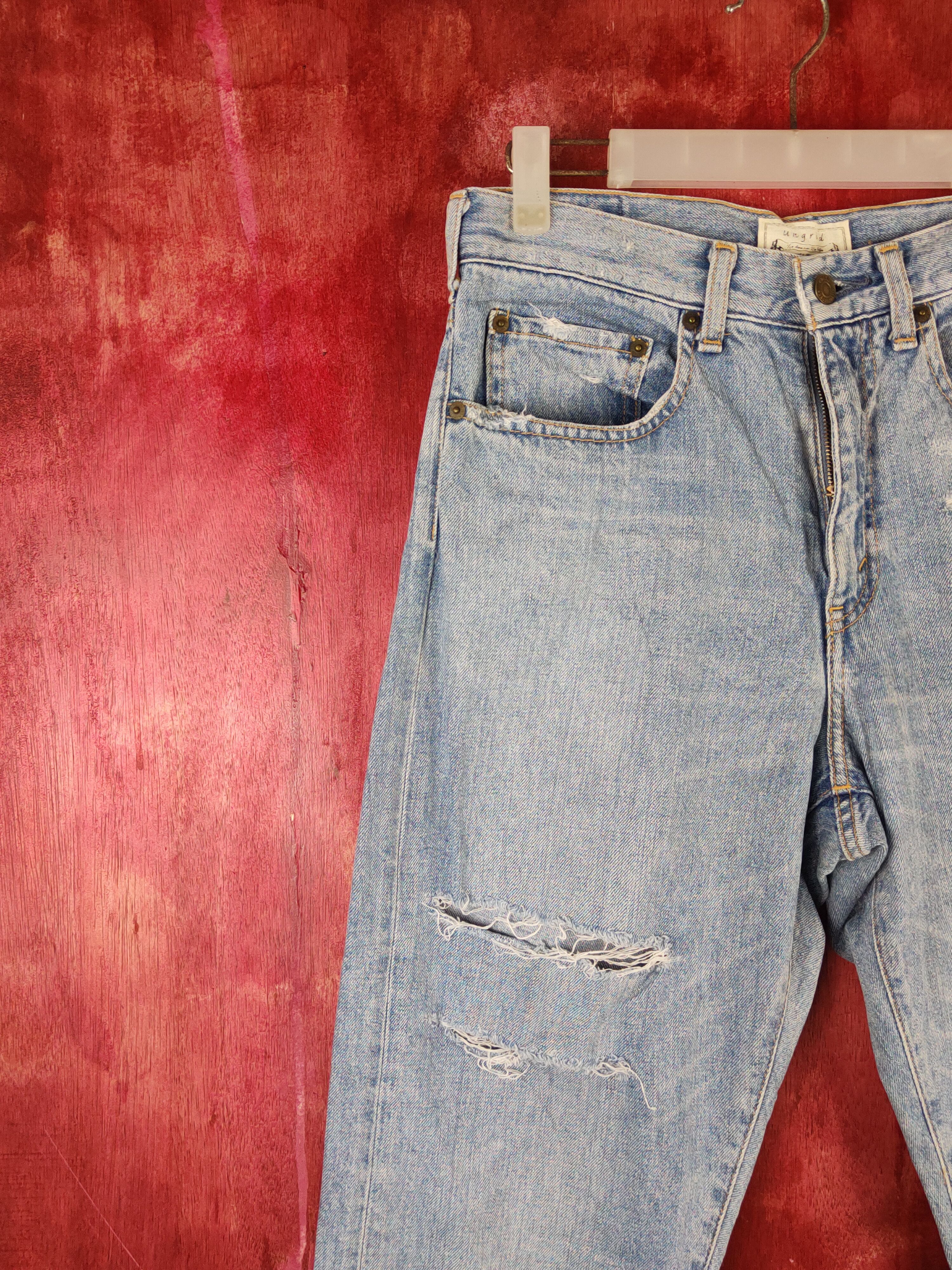 Japanese Brand Ingrid Blue Distressed ripped vintage Denim #S1545 Size US 29 - 3 Thumbnail