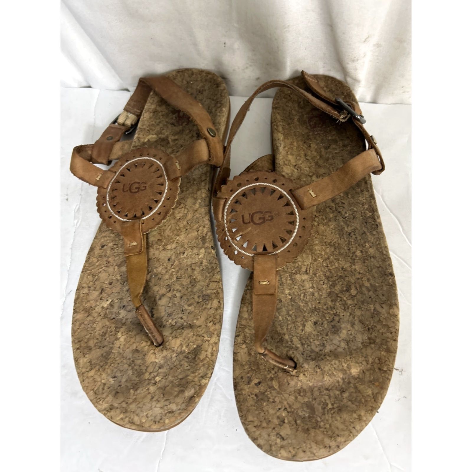 Ugg Ugg Aden II Womens Sandal T-Strap Buckle Leather Strappy 9.5 Brown Almond Size US 8 / IT 38 - 5 Thumbnail