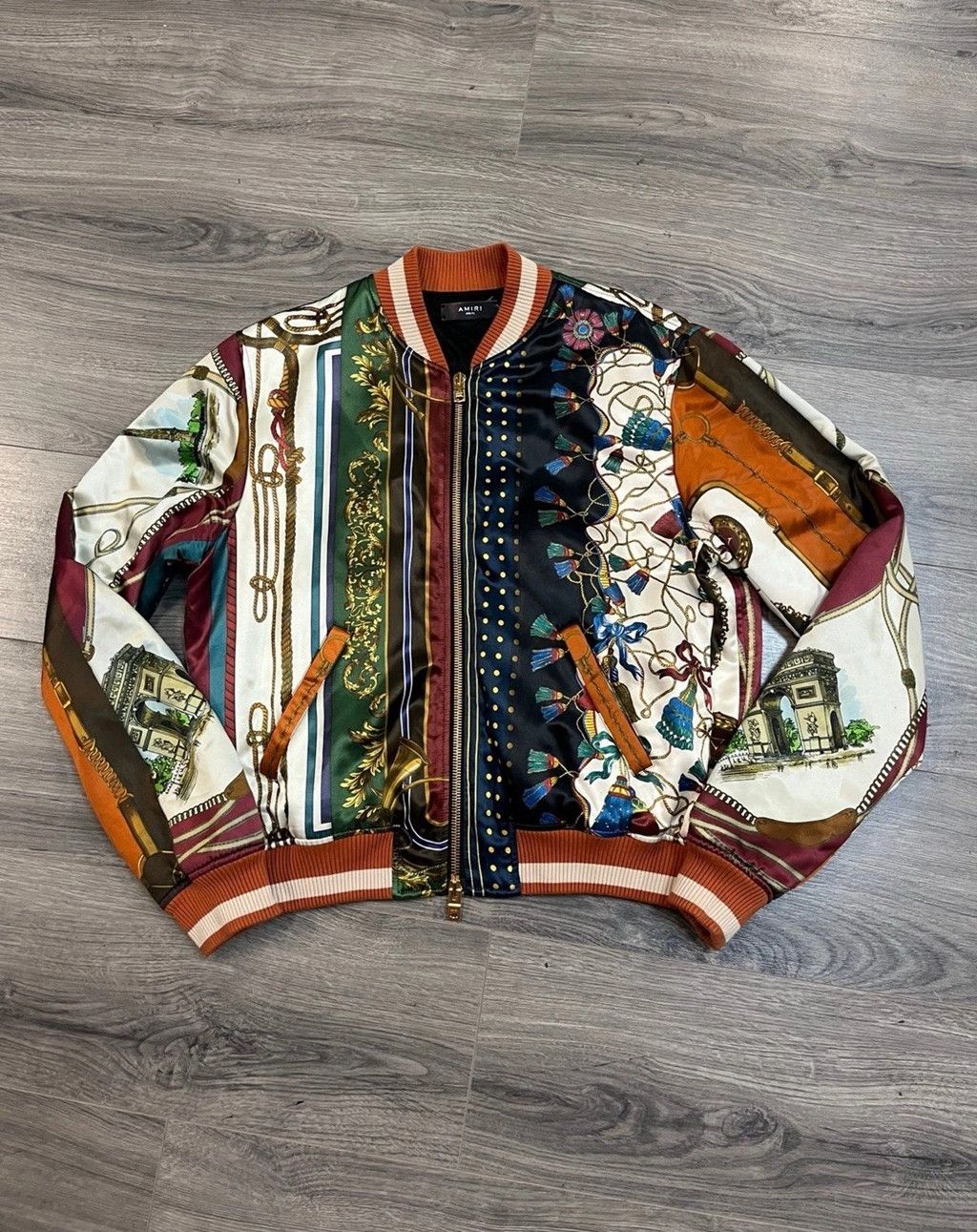 Amiri AMIRI scarf satin patchwork printed bomber jacket Size US L / EU 52-54 / 3 - 1 Thumbnail
