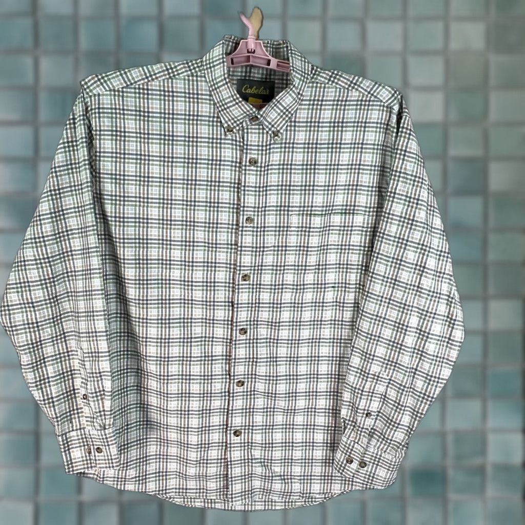 Vintage Cabela's Shirt Plaid Long Sleeve Button Down Mens XL Green Cotton Size US XL / EU 56 / 4 - 1 Thumbnail