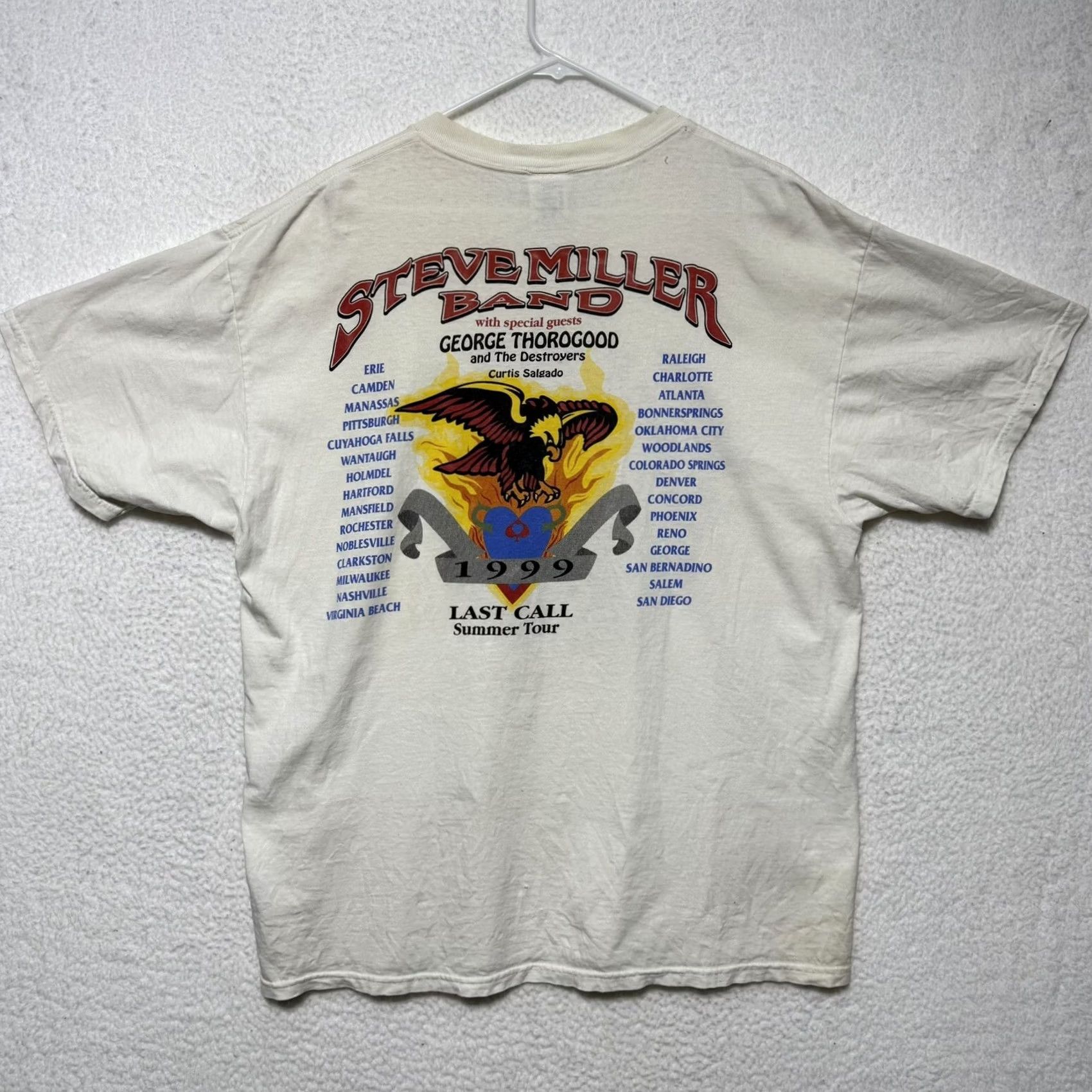 Tultex VTG Steve Miller Band 1999 Last Call Tour Concert Band T-Shirt XL White Unisex Tultex Graphic Tee 1990s Rockabilly Size US XL / EU 56 / 4 - 6 Thumbnail