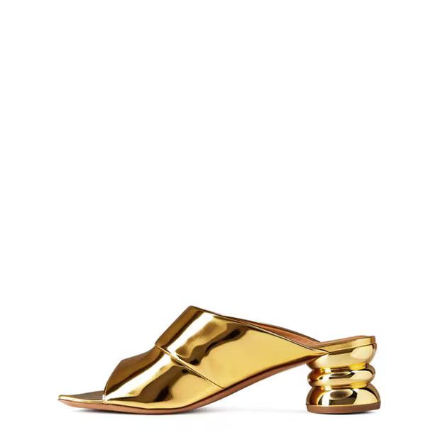 Dries Van Noten o1g2r1mq1024 Mules in Gold Size US 7 / IT 37 - 2 Thumbnail