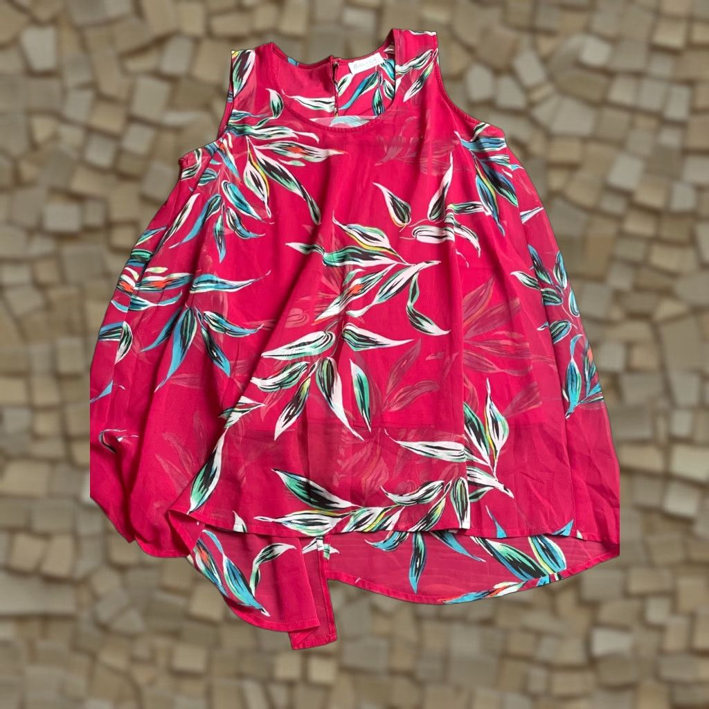 Pinko Flutter & Kick Tank Shirt Women's Size S Pink Floral Maternity Halter Sleeveless Casual Size S / US 4 / IT 40 - 1 Thumbnail