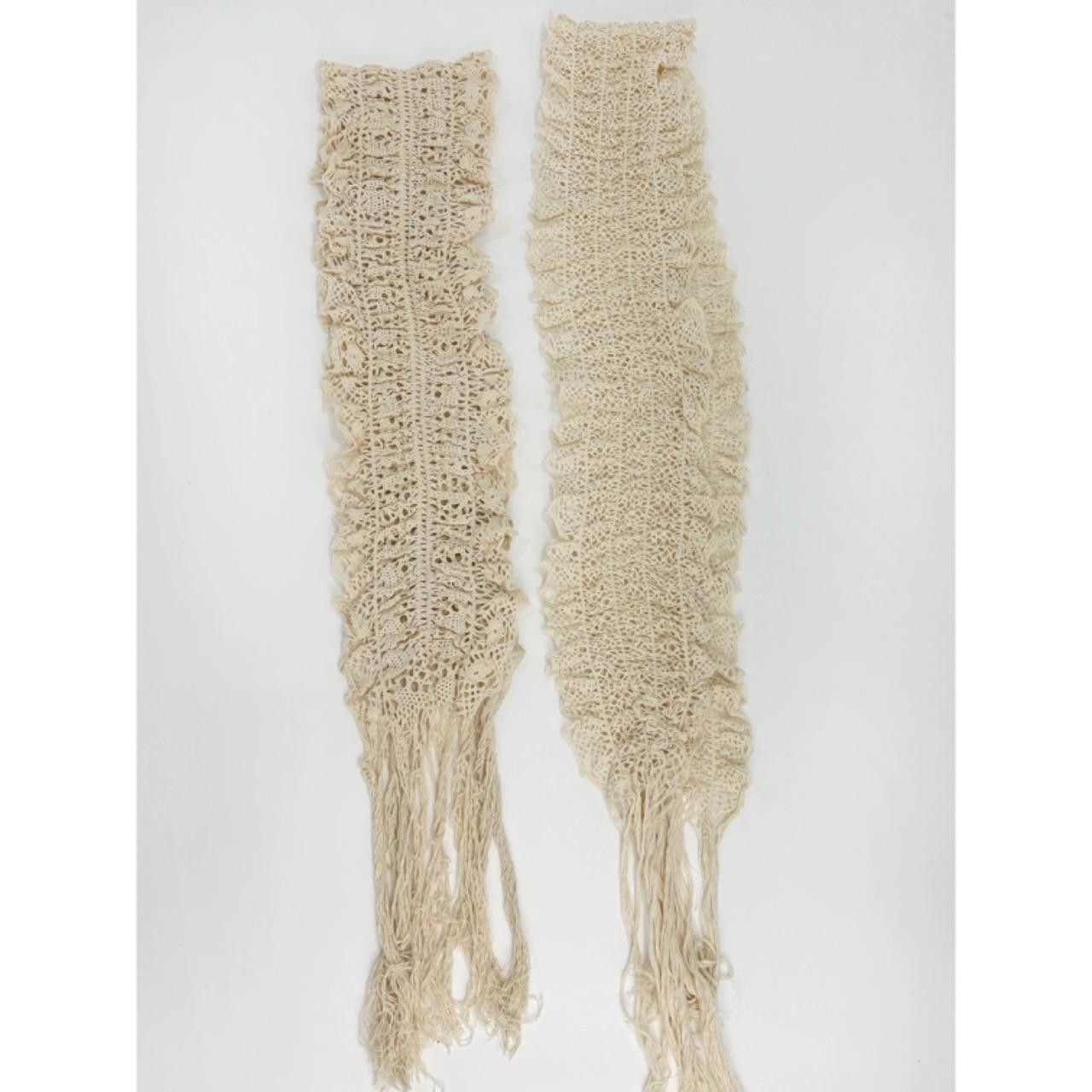 Japanese Brand Gothic vtg Y2K Handmade Lacy Crocheted Fringed Long Scarf Size ONE SIZE - 4 Thumbnail