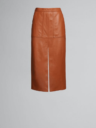Marni o1srvl11e0624 Leather Skirt in Brown Size 26" / US 2 / IT 38 - 1 Thumbnail