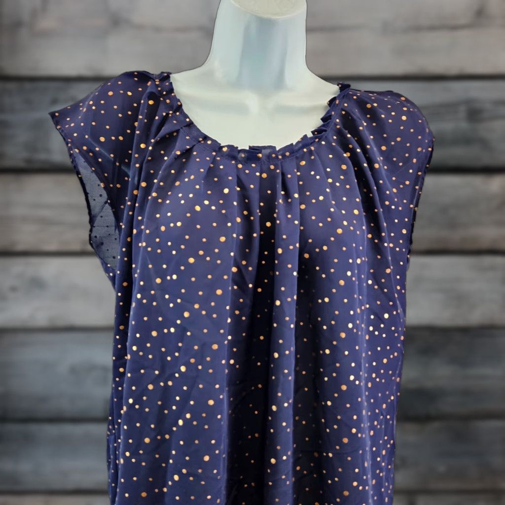 Vintage Lauren Conrad Womens Top Blouse M Blue Polka Dot Tie Back Size M / US 6-8 / IT 42-44 - 1 Thumbnail