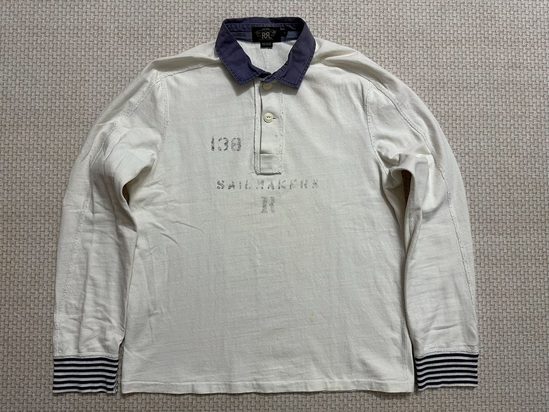 RRL Ralph Lauren RRL Vintage Stripe Patchwork Letter Henley Size US L / EU 52-54 / 3 - 1 Thumbnail