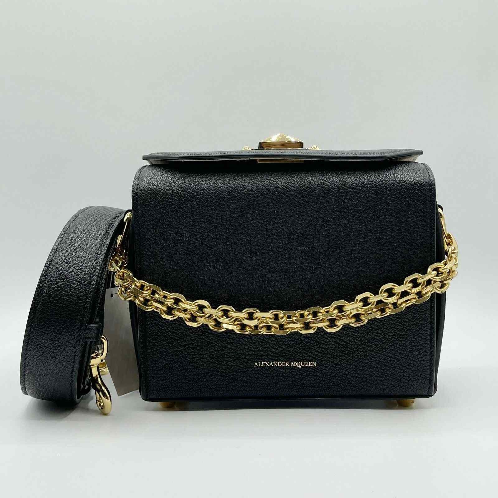 Alexander McQueen Black Leather Box 19 Bag w/Gold Hardware Size ONE SIZE - 1 Thumbnail