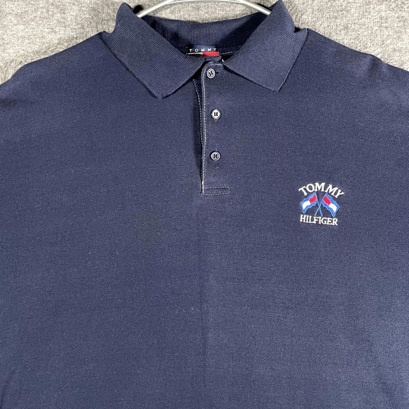 Tommy Hilfiger VTG Tommy Hilfiger Polo Shirt Mens XL Navy Blue Embroidered Flags Logo Golf USA Shirt Mens XL Navy Embroidered Flags Logo Size US XL / EU 56 / 4 - 2 Thumbnail