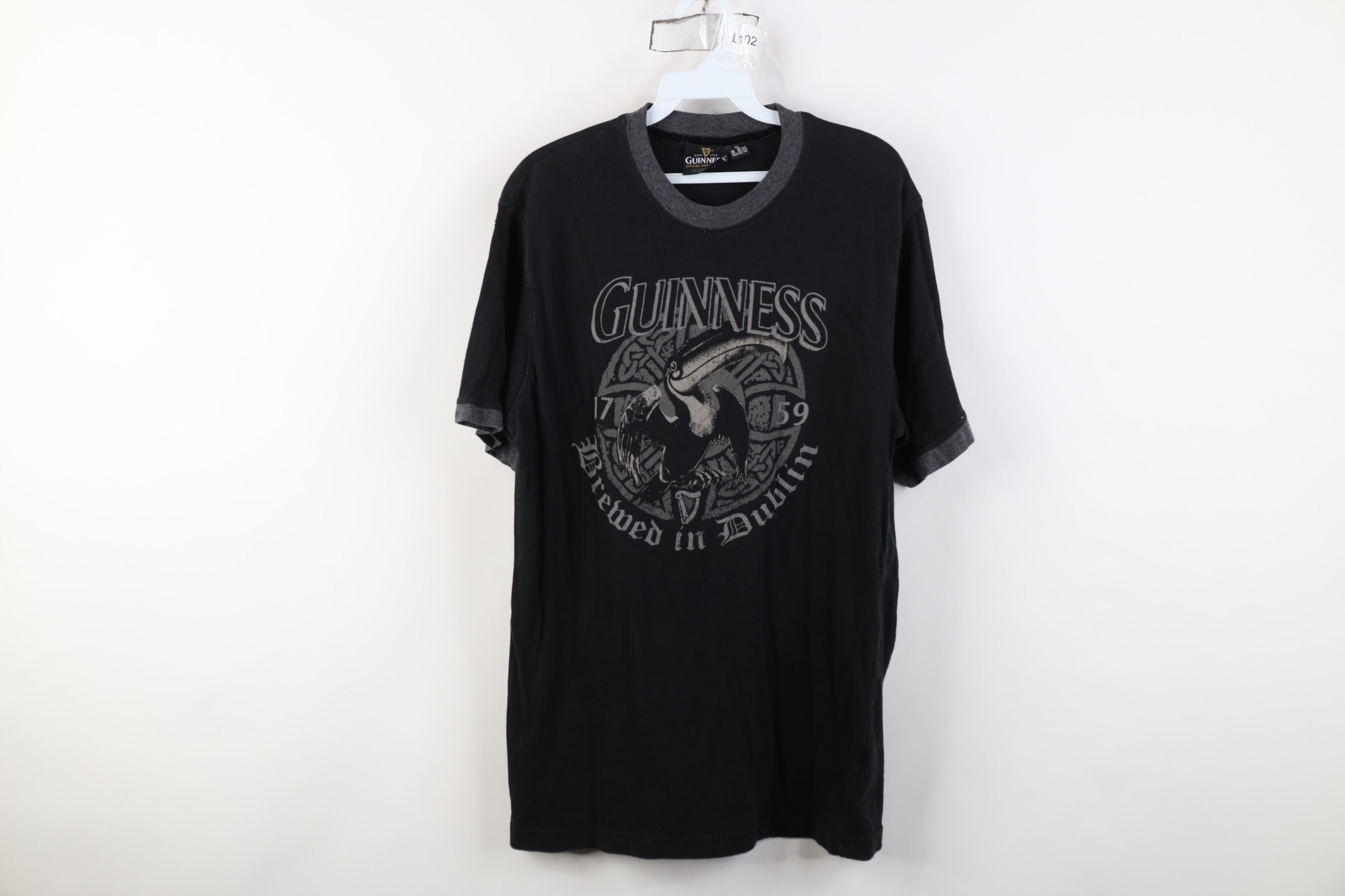 Vintage Vintage Y2K Guinness Beer Spell Celtic Ringer T-Shirt Black Size US XL / EU 56 / 4 - 1 Thumbnail