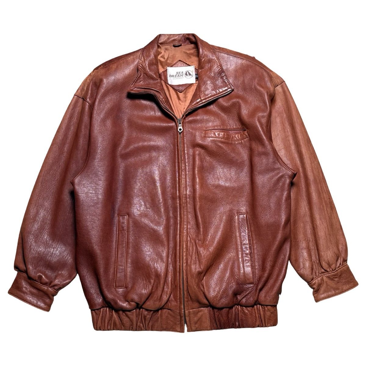 Other Vintage Sea Dream Leather Brown Leather Bomber Jacket Fade L Size US L / EU 52-54 / 3 - 1 Thumbnail