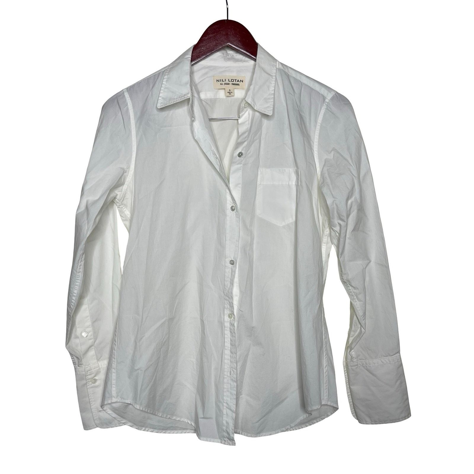 Nili Lotan Nili Lotan white button down cotton blouse sz S Size S / US 4 / IT 40 - 1 Thumbnail