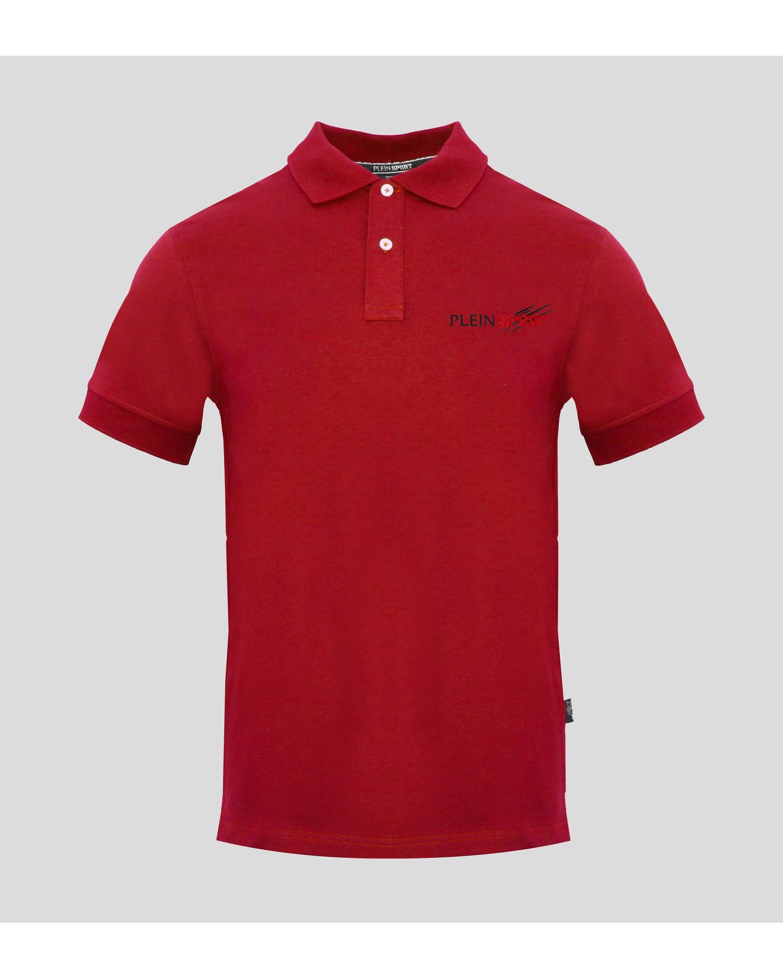 image of Philipp Plein Button-Fastening Solid Polo Shirt in Red, Men's (Size Medium)