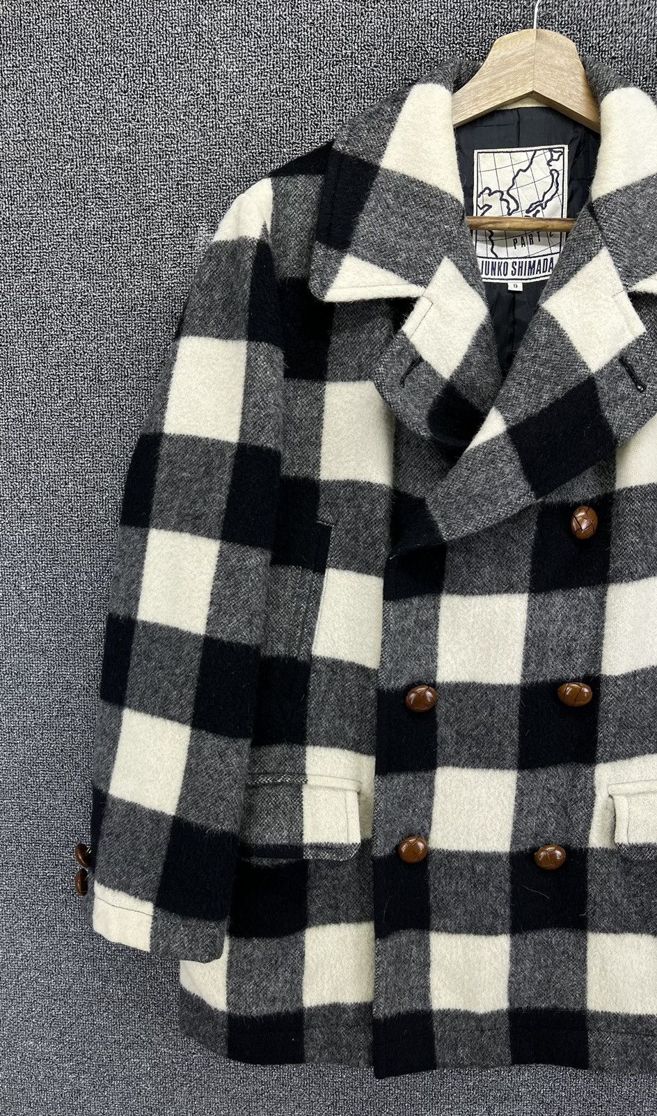 Japanese Brand Junko Shimada Japanese Designer Shadow Plaid Wool Jacket Size US M / EU 48-50 / 2 - 3 Thumbnail