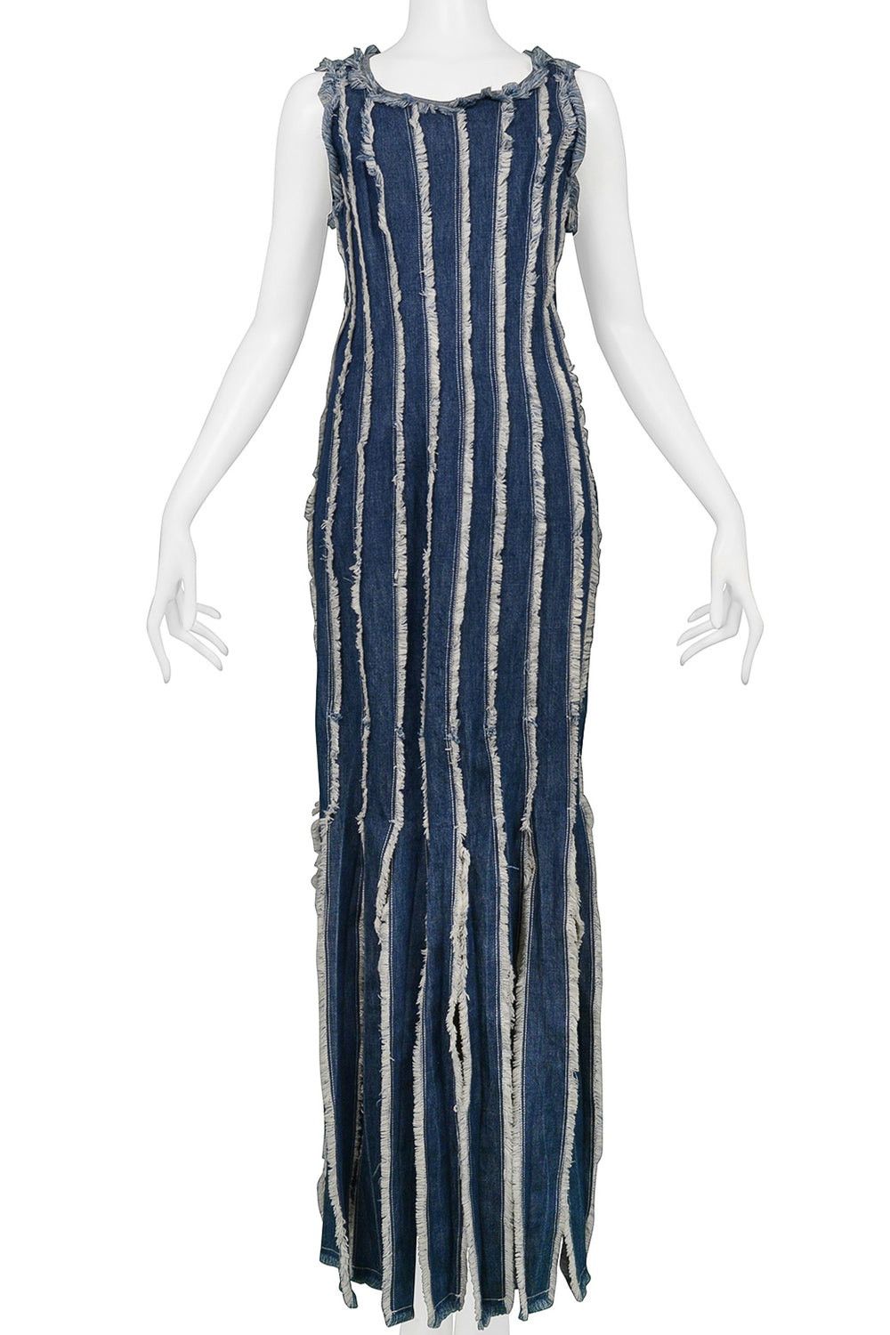 Jean Paul Gaultier JPG Jeans Denim Raw Edge Fringe Dress Max