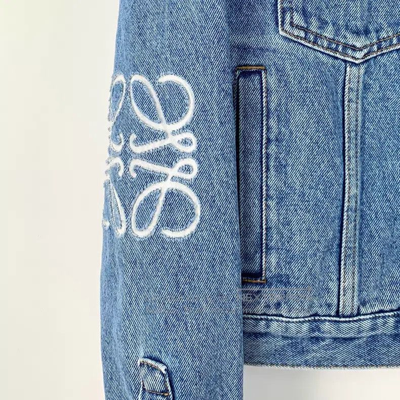 Loewe Loewe Blue Logo Embroidered Leather Label Cotton Denim Jac Size XXS / US 00 / IT 34 - 4 Thumbnail