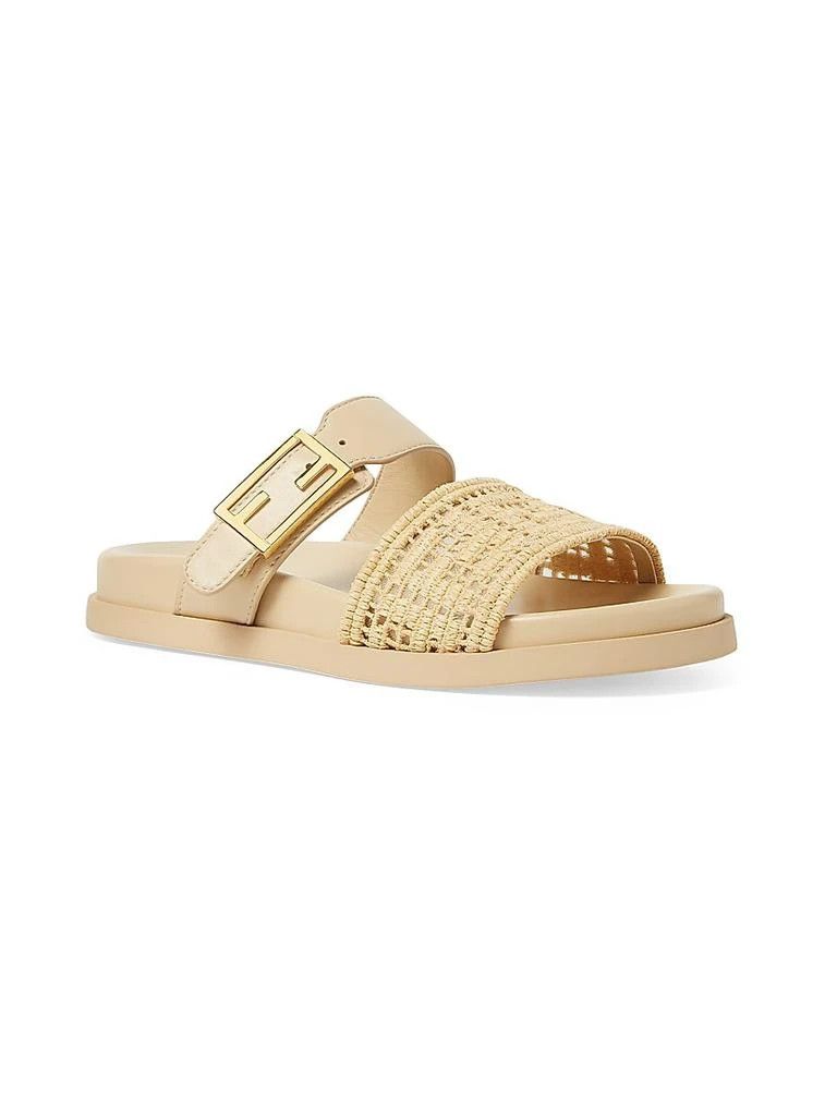 Fendi o1s1wg110426 Feel Woven Double Strap Slides in Beige Size US 7 / IT 37 - 2 Thumbnail