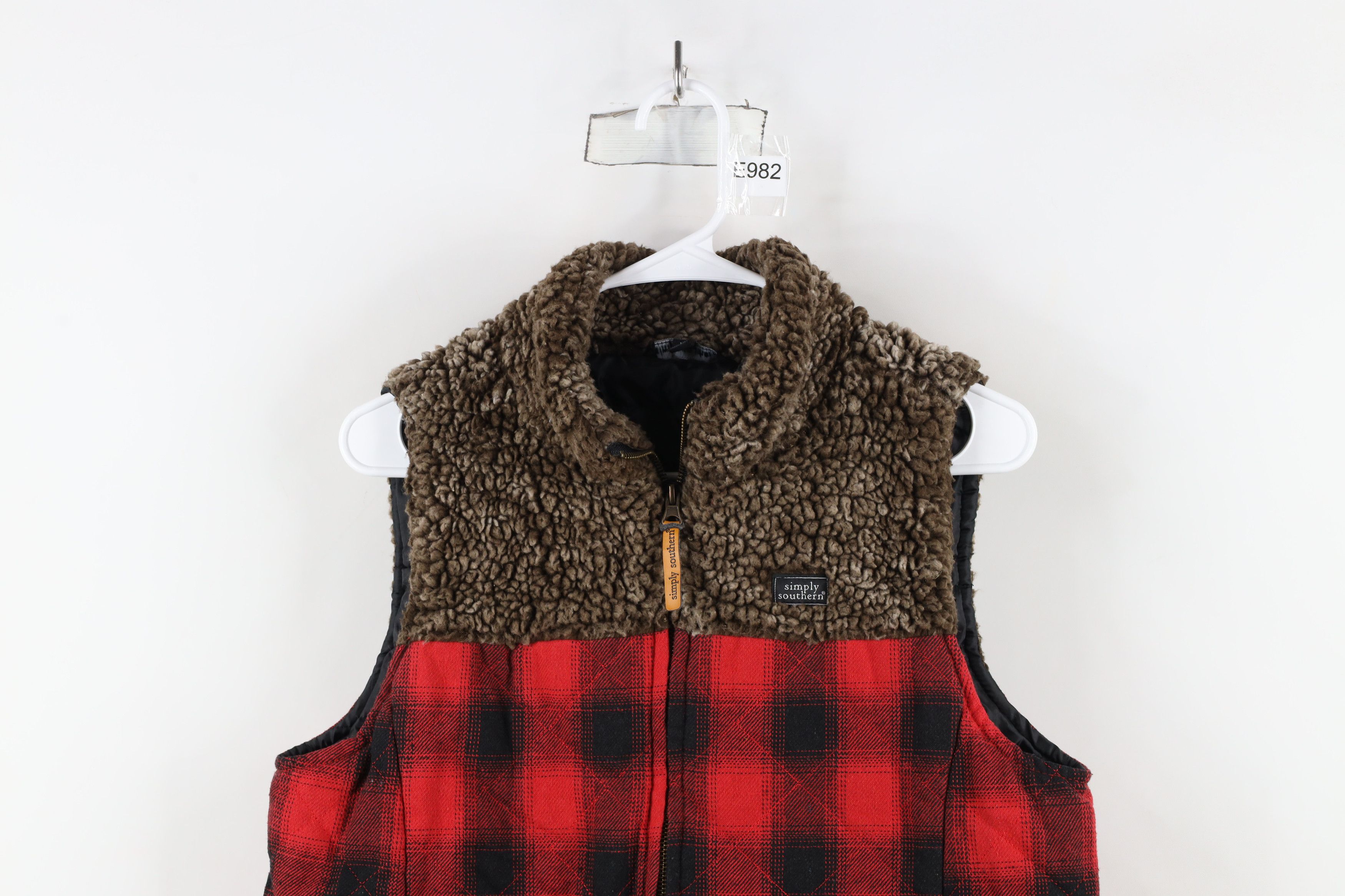 Vintage Simply Southern Fleece Quilted Flannel Vest Jacket Plaid Size M / US 6-8 / IT 42-44 - 2 Thumbnail