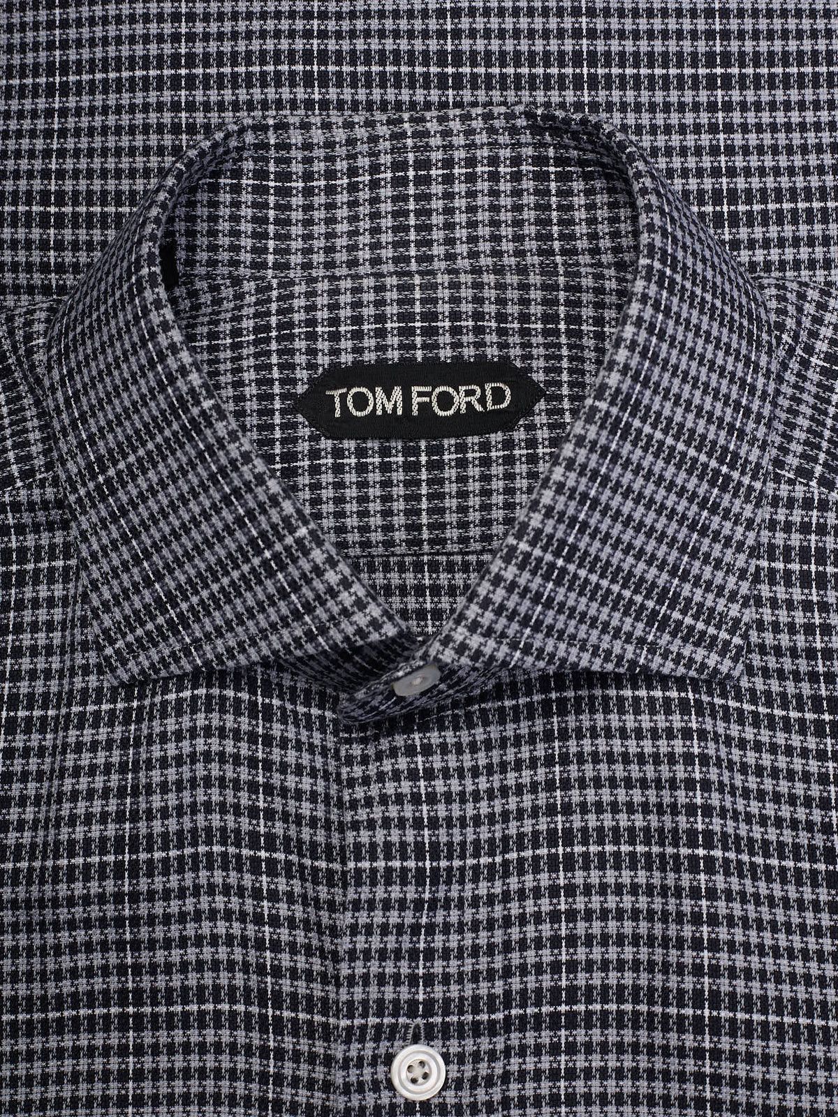 Tom Ford TOM FORD Gray Plaid Micro Pattern Cotton Dress Shirt Size US M / EU 48-50 / 2 - 4 Thumbnail