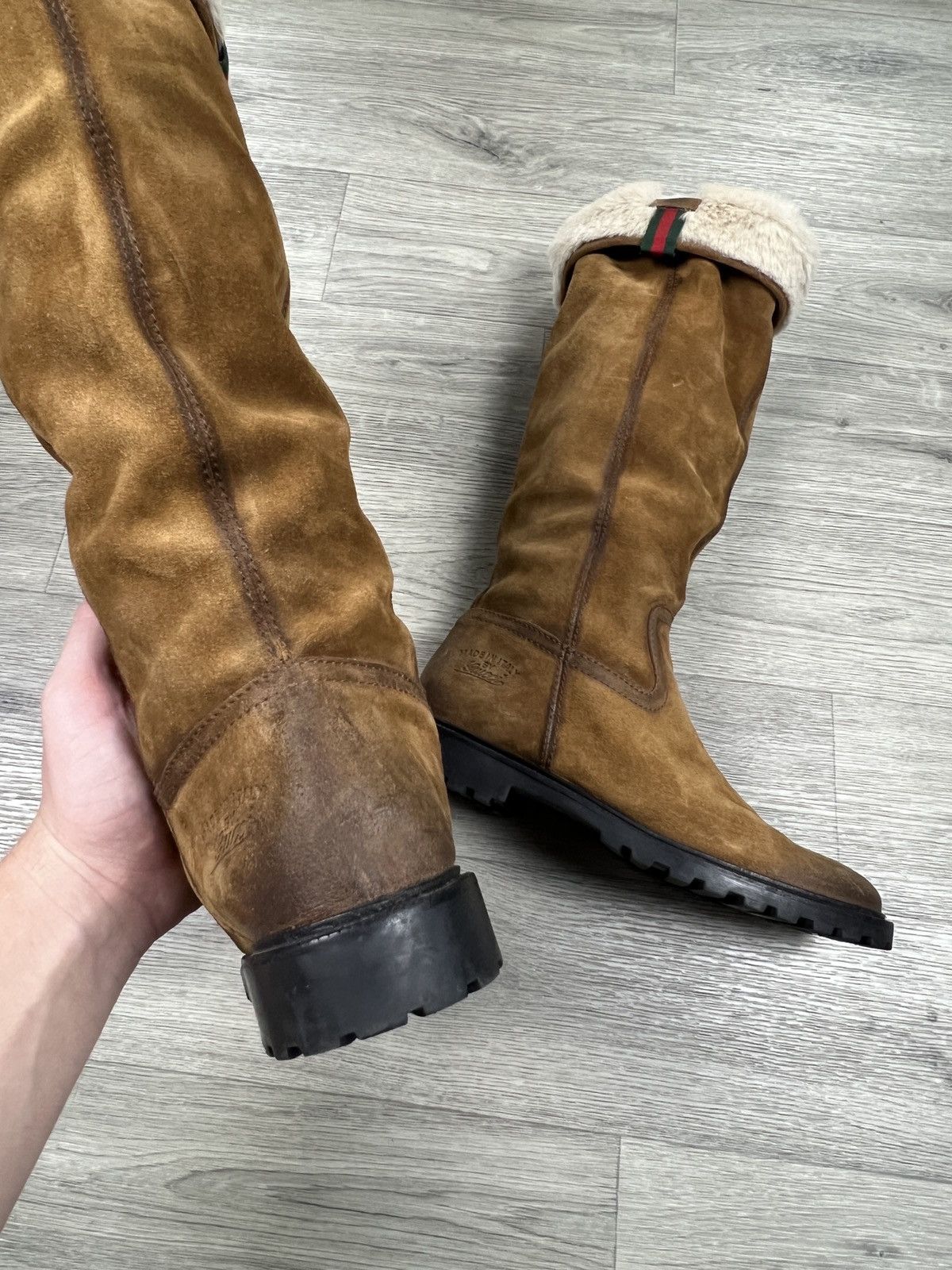 Gucci Gucci Saint Moritz Women Brown Suede Fur Lined Boot Size US 7.5 / IT 37.5 - 8 Thumbnail
