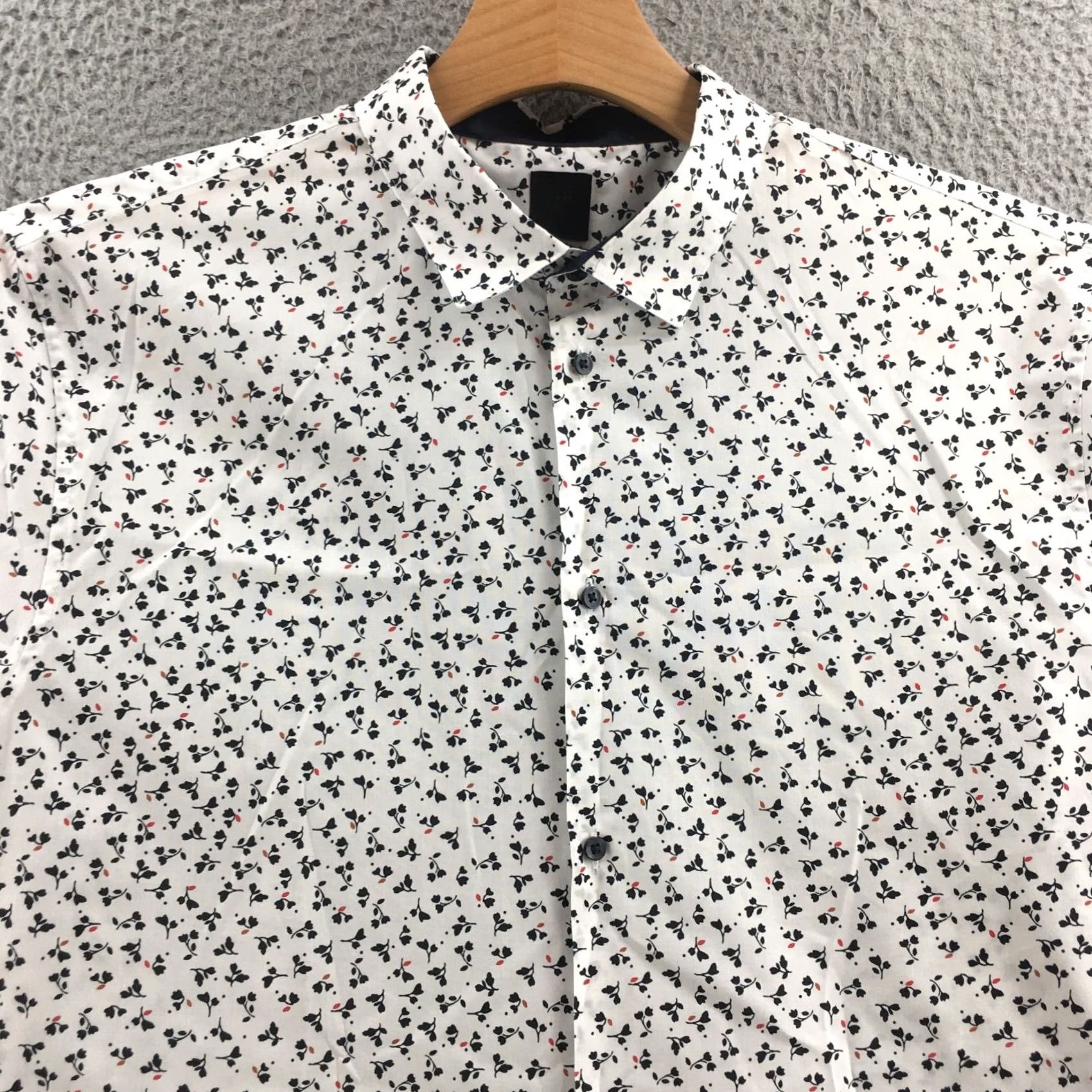H&M H&M Shirt Mens XL White Floral Long Sleeve Button Up Slim Fit Size US XL / EU 56 / 4 - 2 Thumbnail